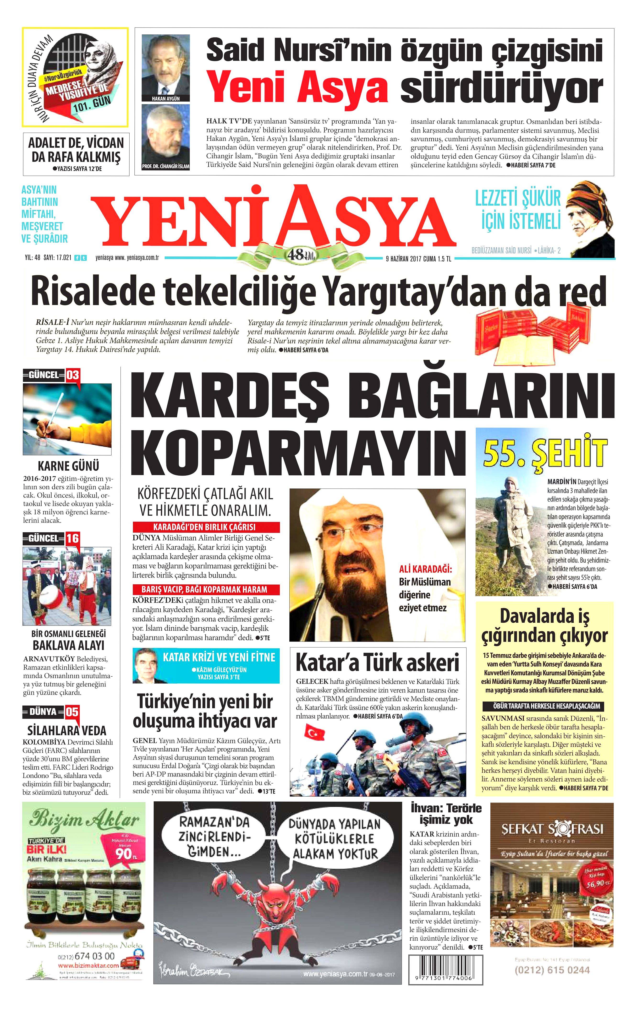 9 Haziran 2017 Cuma gazete manşetleri - 24