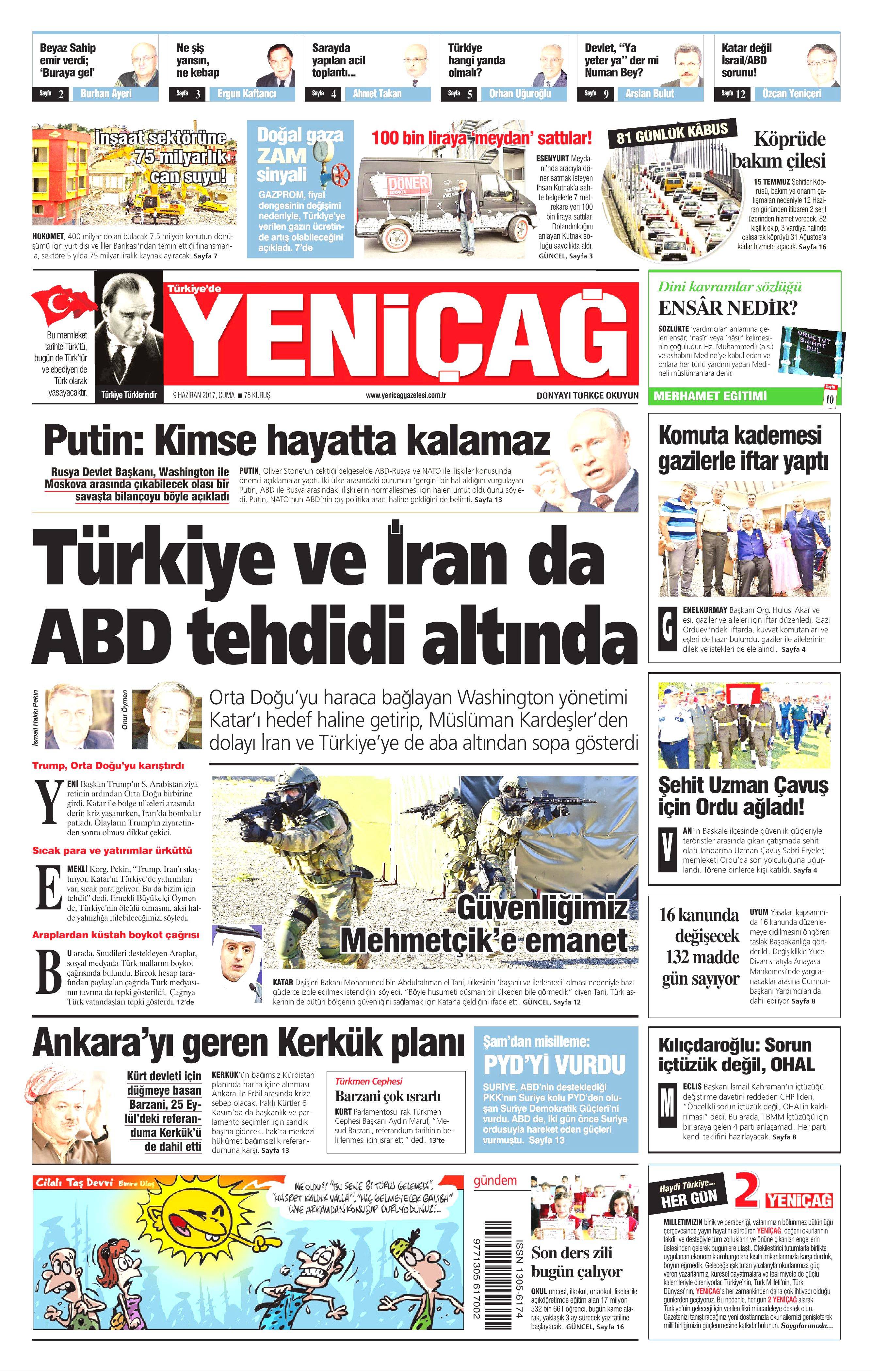 9 Haziran 2017 Cuma gazete manşetleri - 26