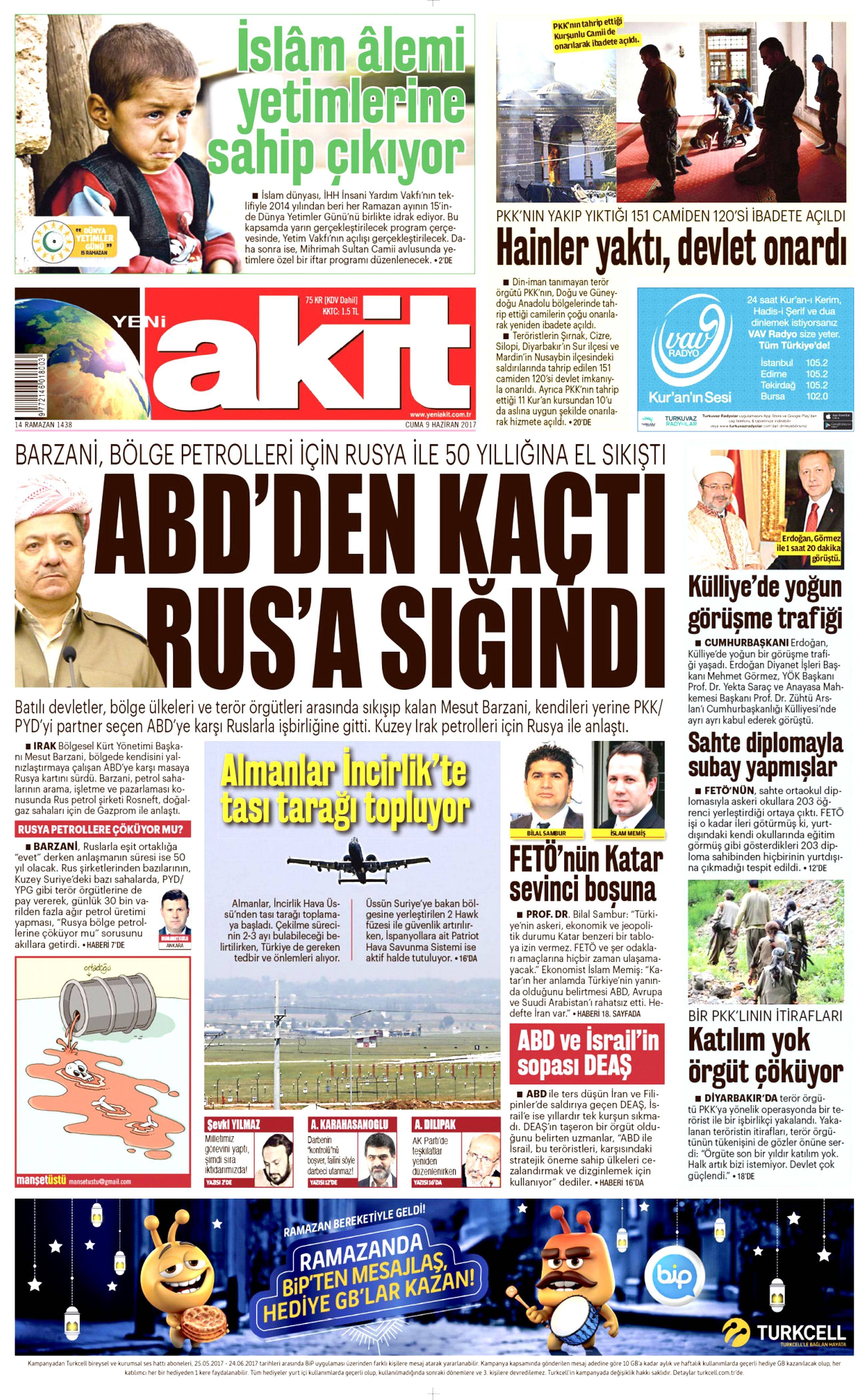 9 Haziran 2017 Cuma gazete manşetleri - 2