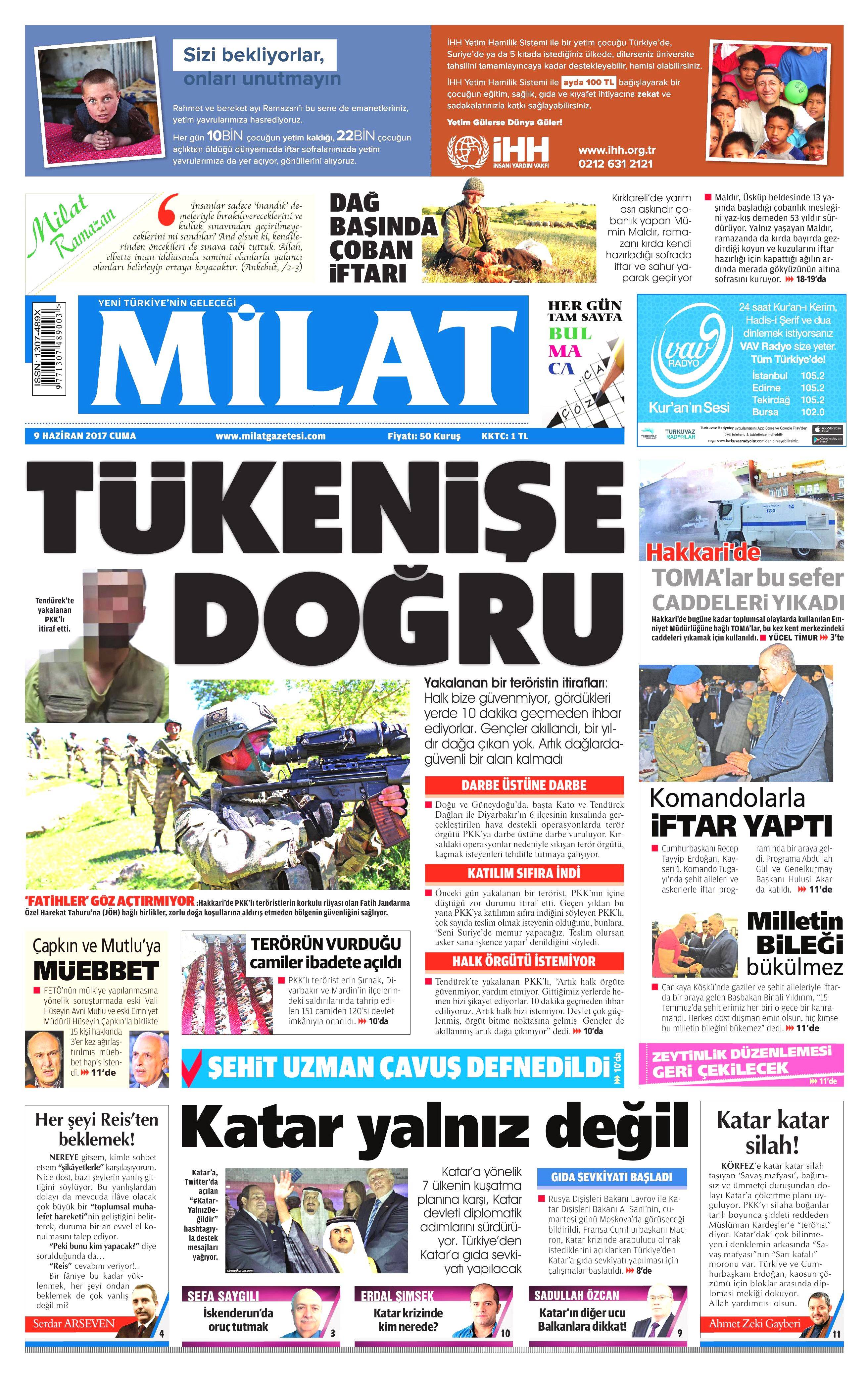 9 Haziran 2017 Cuma gazete manşetleri - 13