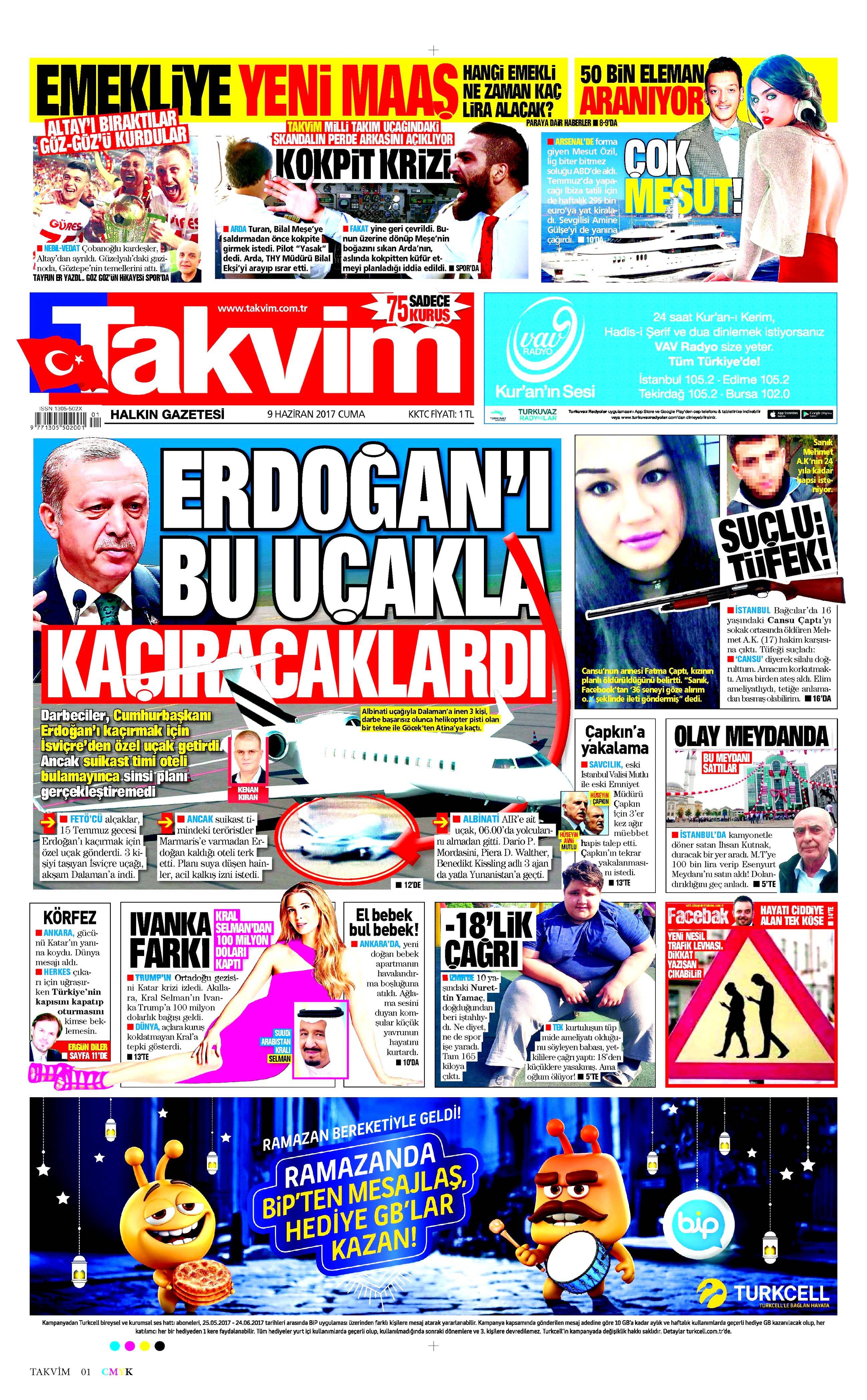 9 Haziran 2017 Cuma gazete manşetleri - 21