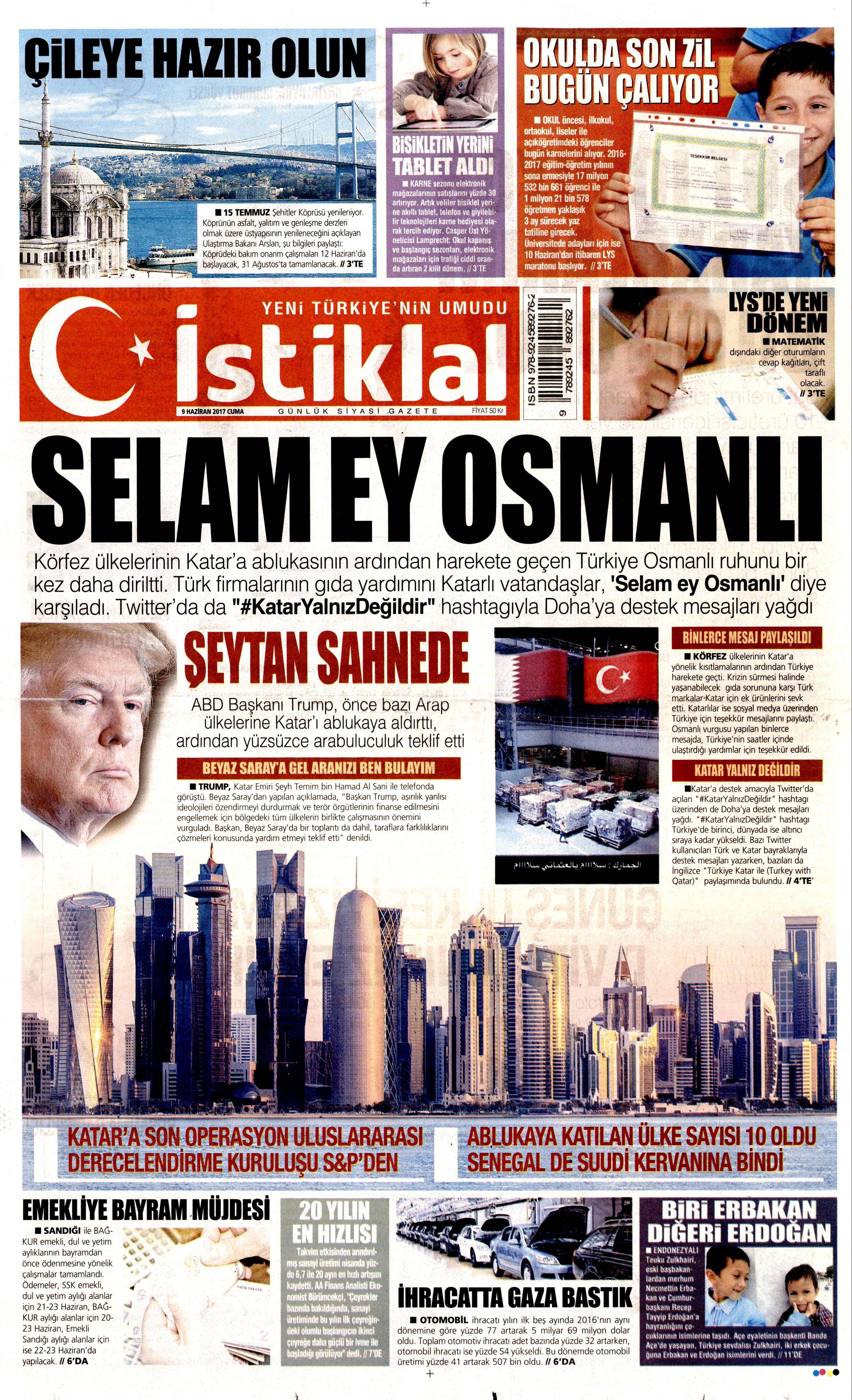 9 Haziran 2017 Cuma gazete manşetleri - 11