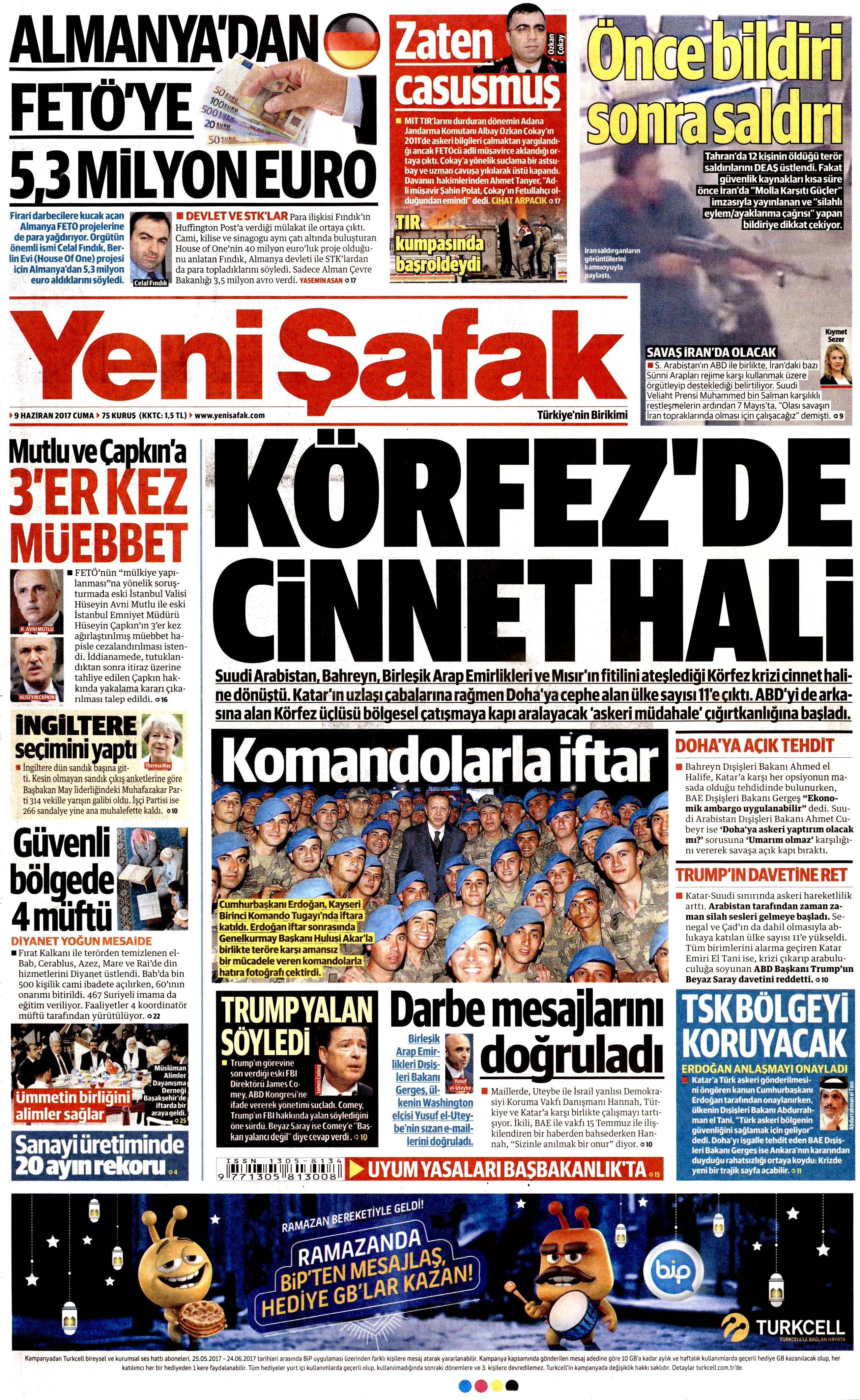 9 Haziran 2017 Cuma gazete manşetleri - 29