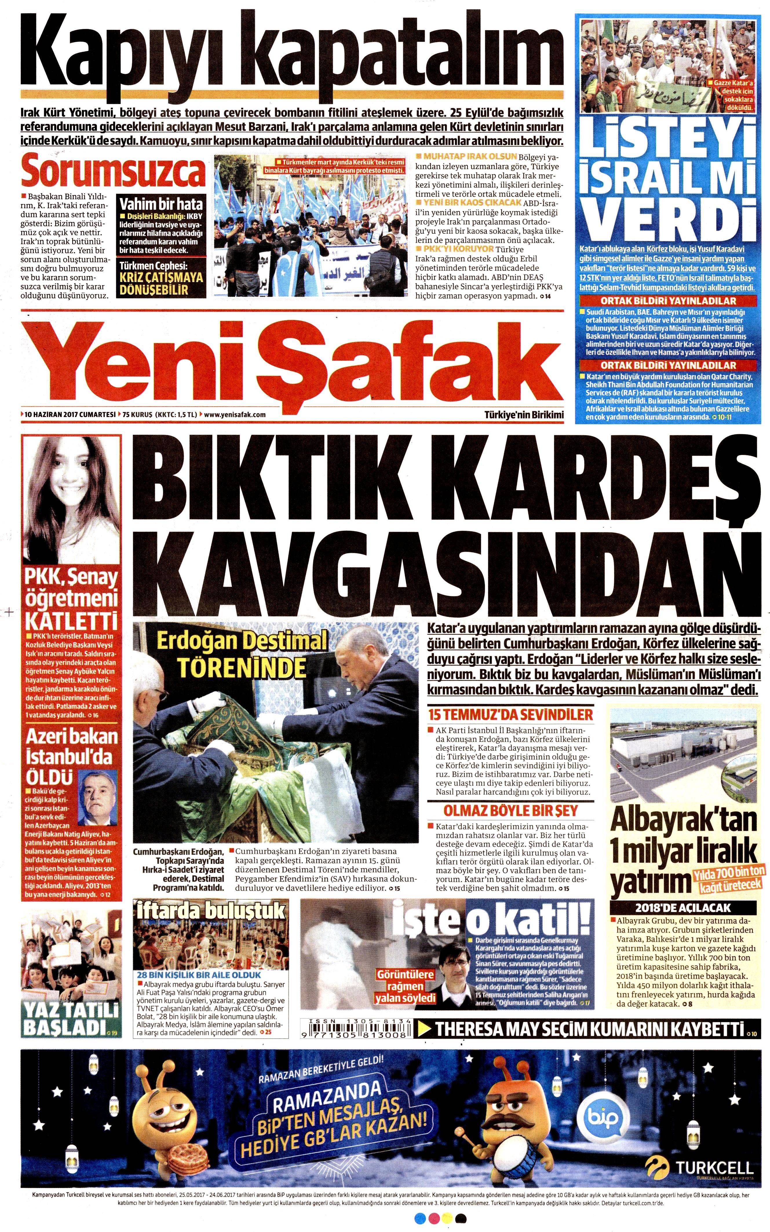 10 Haziran 2017 Cumartesi gazete manşetleri - 29