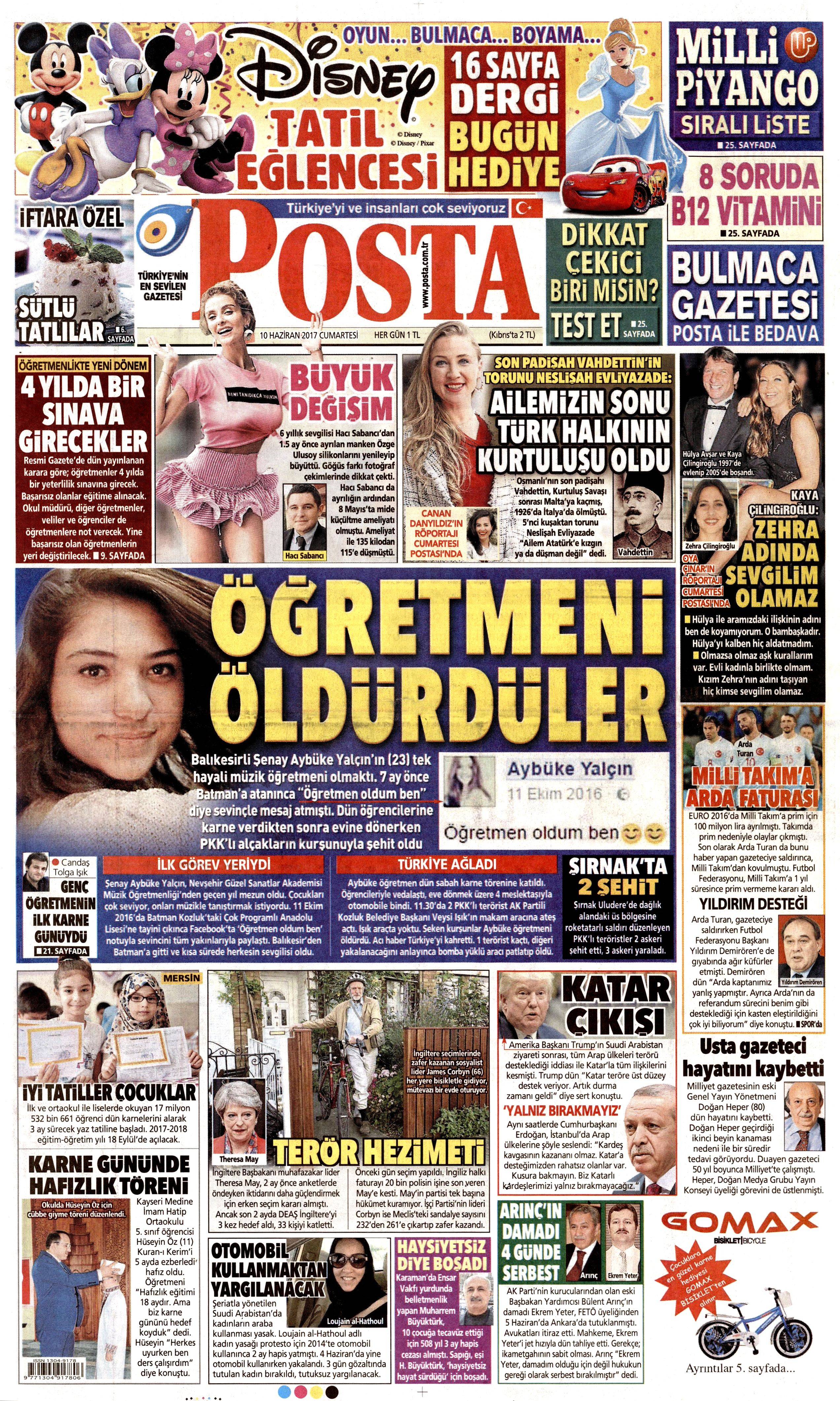 10 Haziran 2017 Cumartesi gazete manşetleri - 17