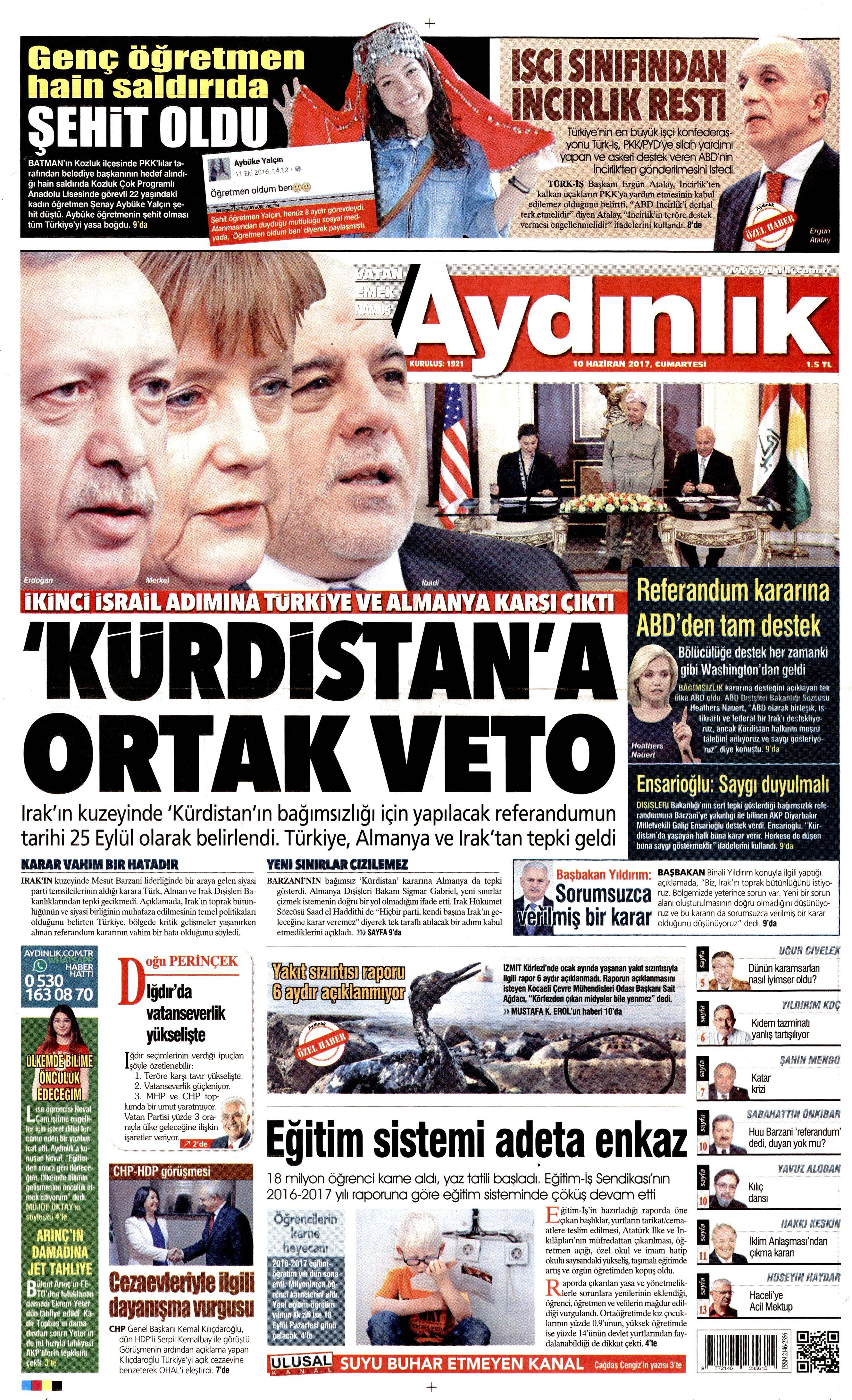 10 Haziran 2017 Cumartesi gazete manşetleri - 3