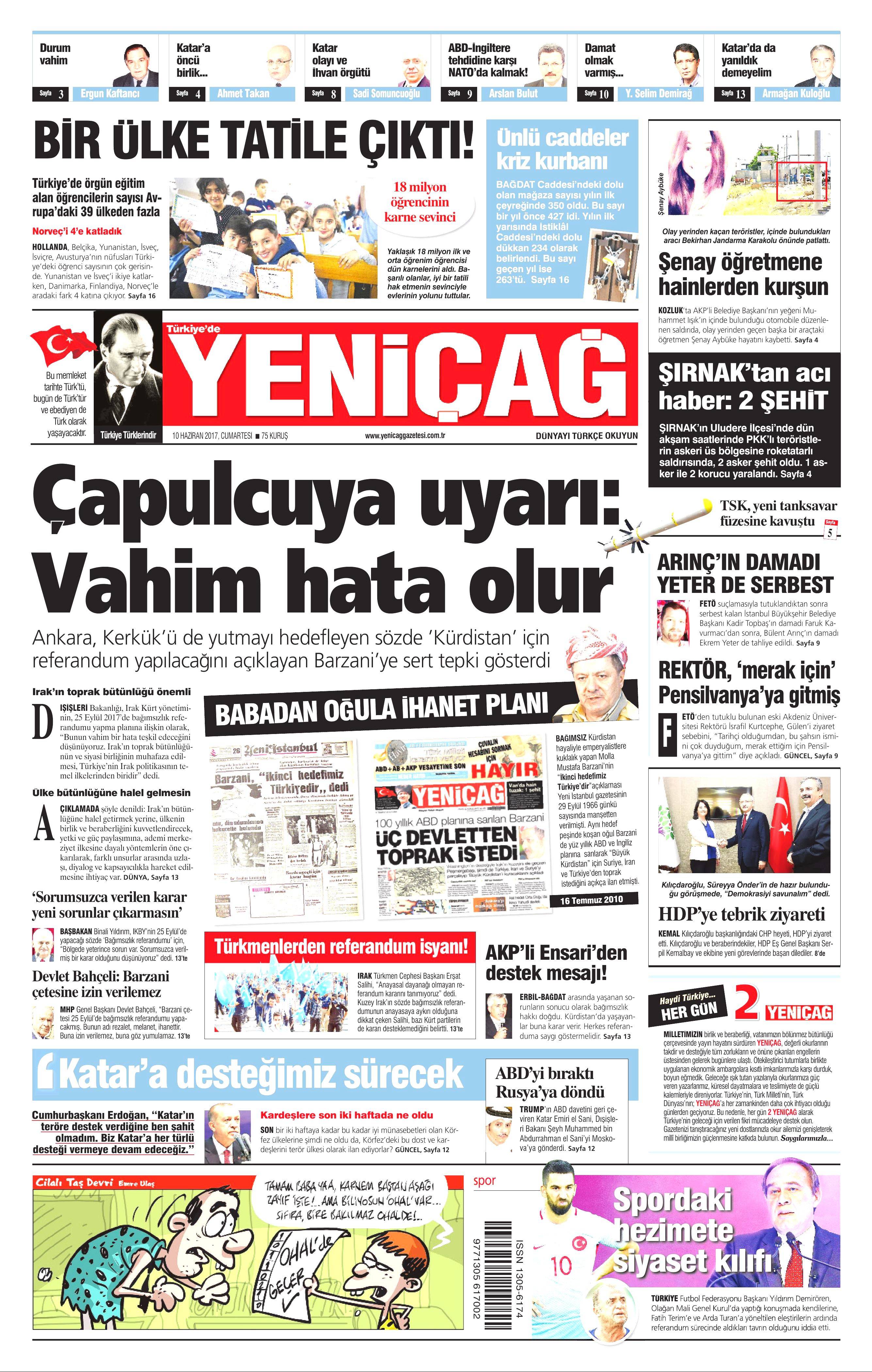 10 Haziran 2017 Cumartesi gazete manşetleri - 25