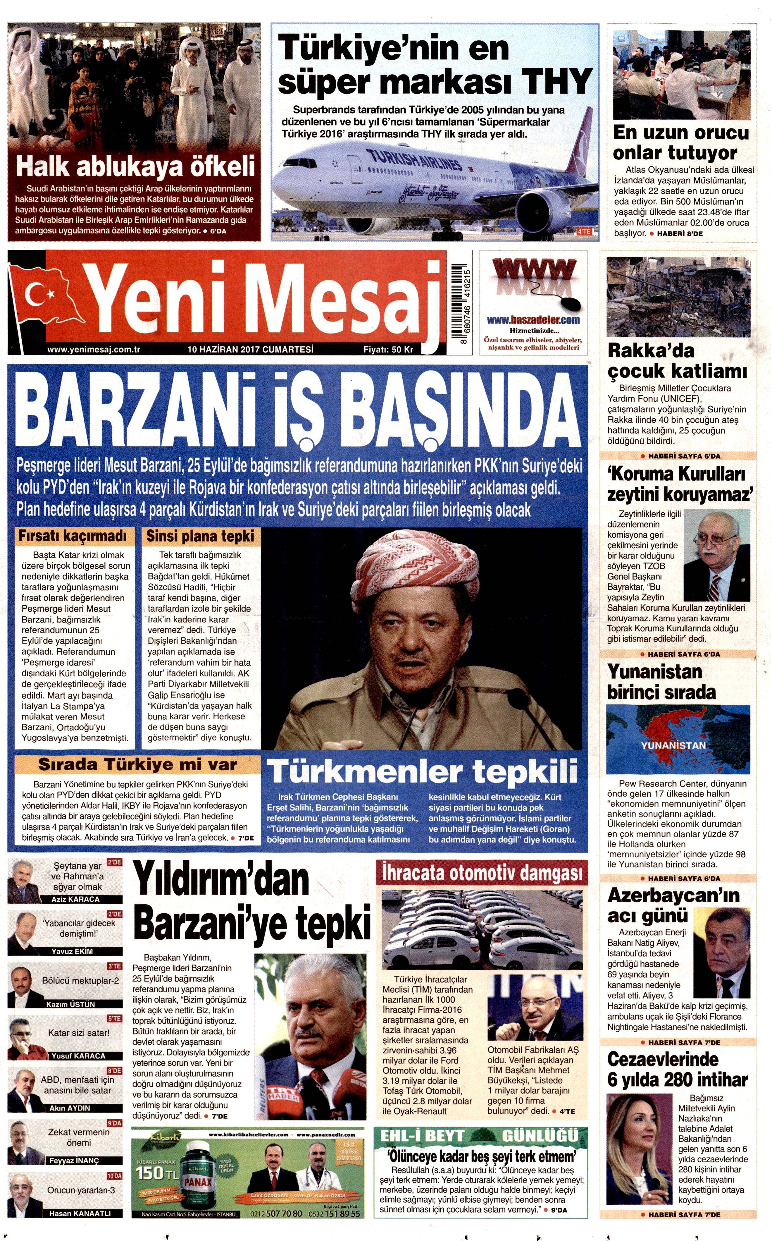 10 Haziran 2017 Cumartesi gazete manşetleri - 26