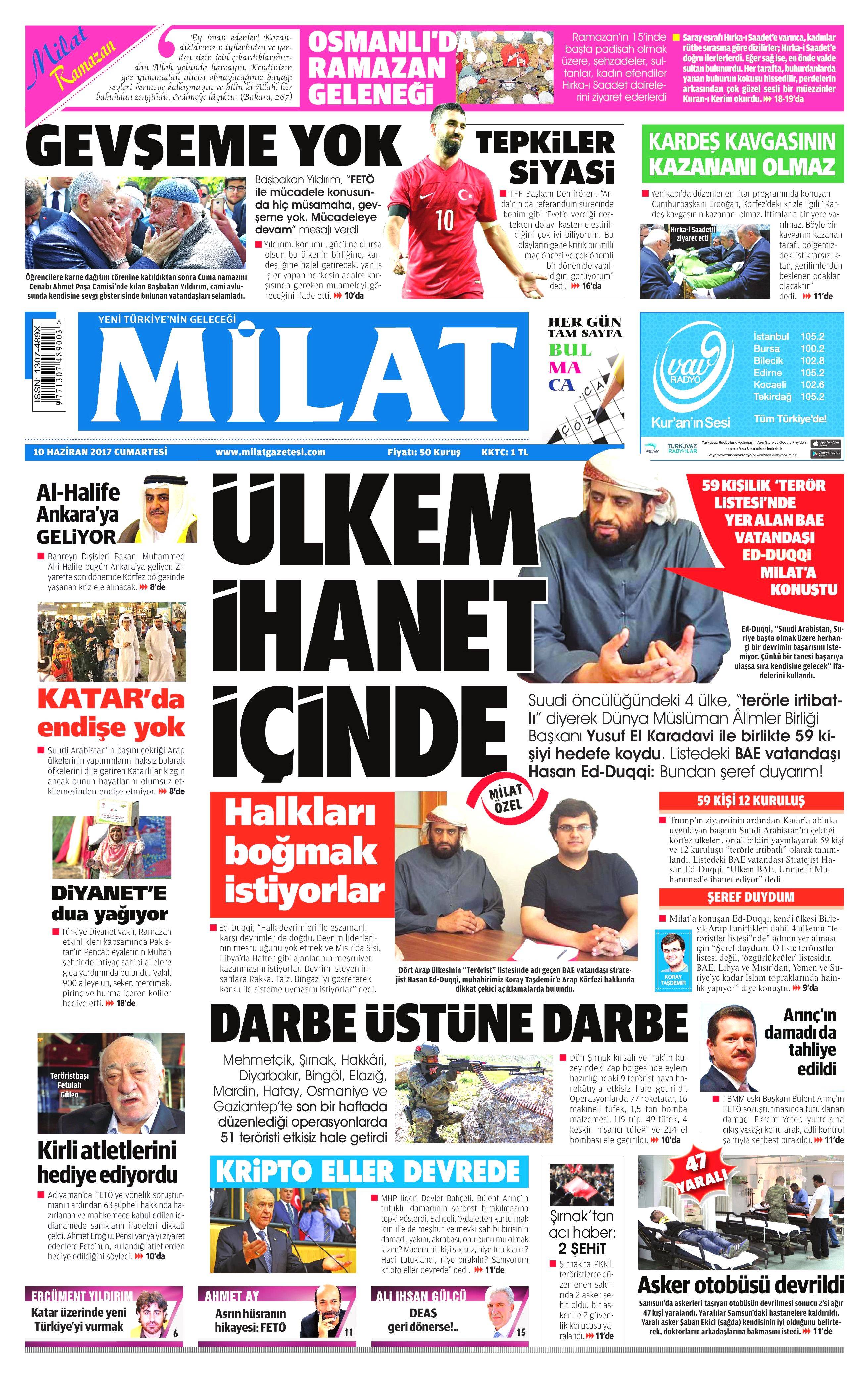 10 Haziran 2017 Cumartesi gazete manşetleri - 13