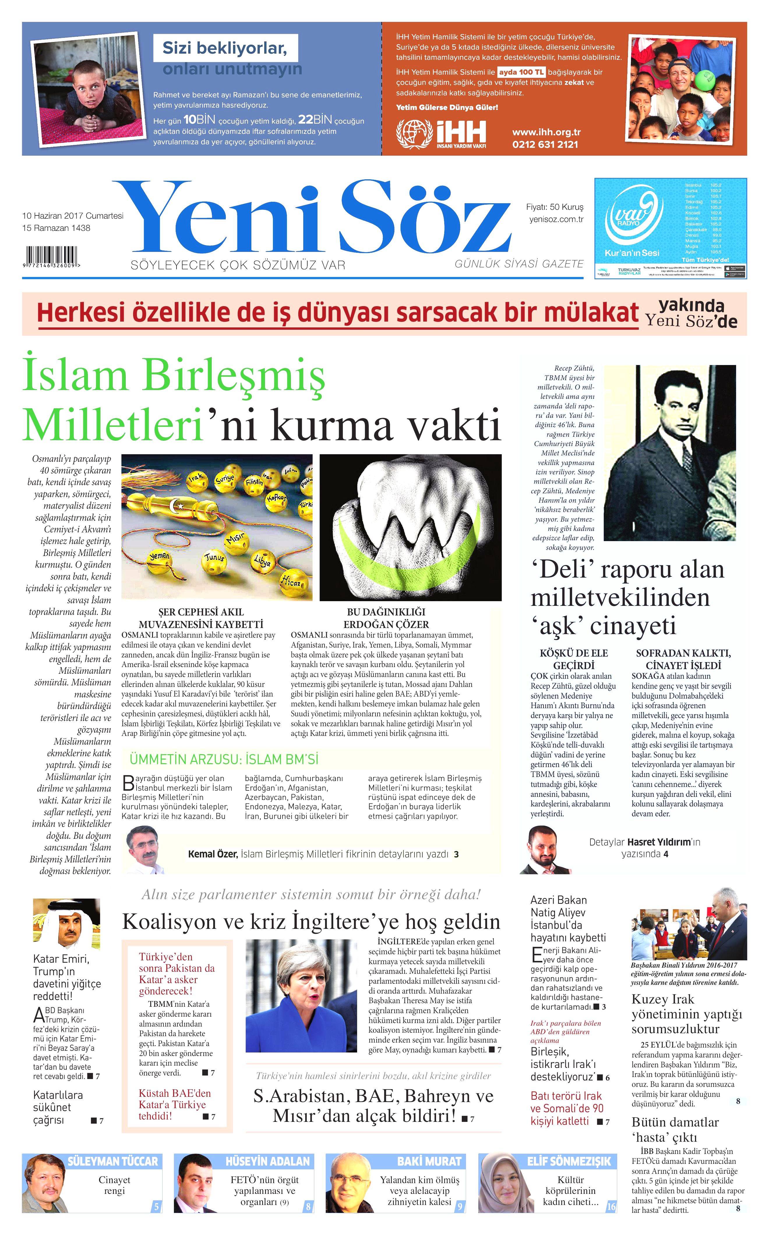 10 Haziran 2017 Cumartesi gazete manşetleri - 27