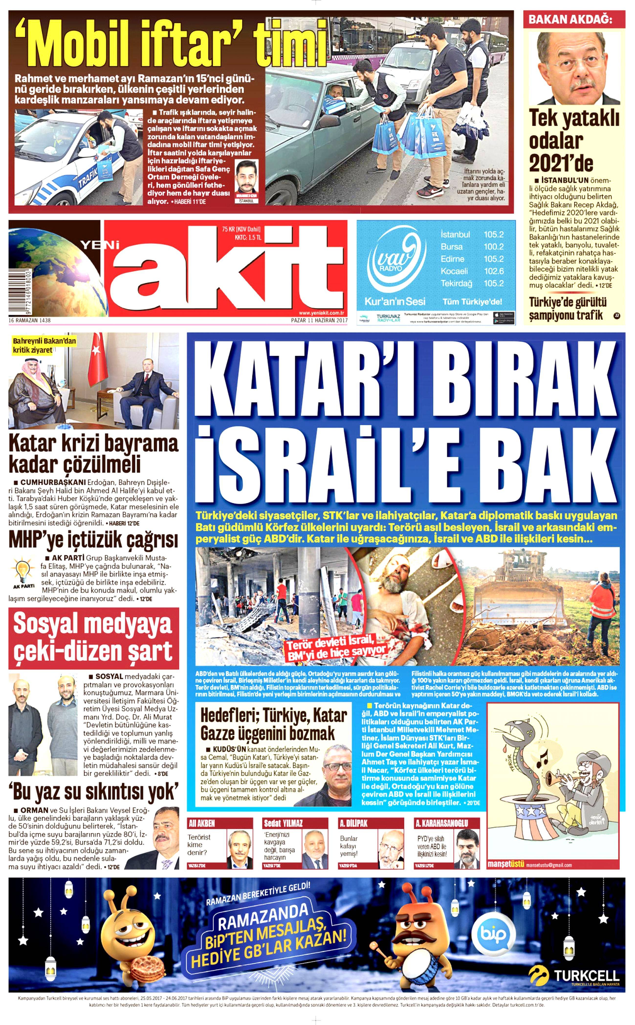 11 Haziran 2017 Pazar gazete manşetleri - 2