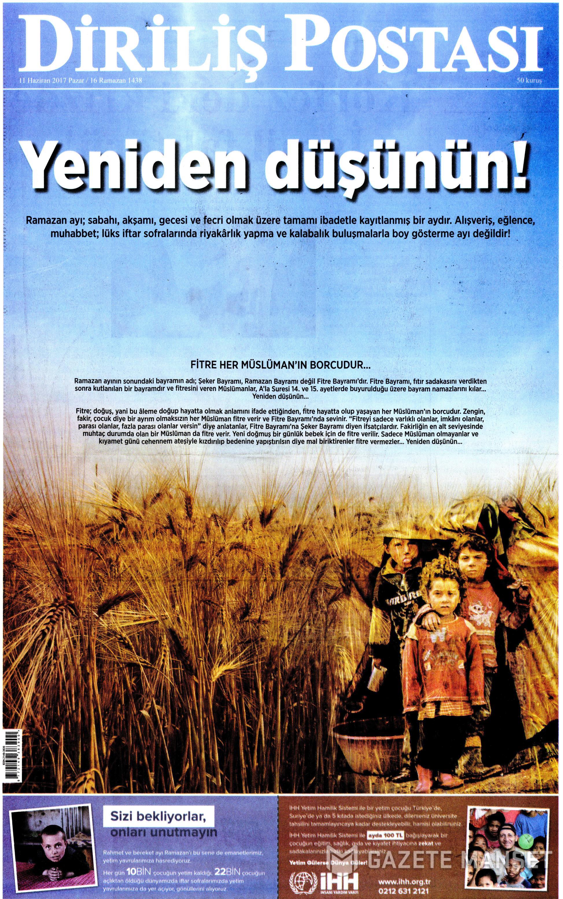 11 Haziran 2017 Pazar gazete manşetleri - 6