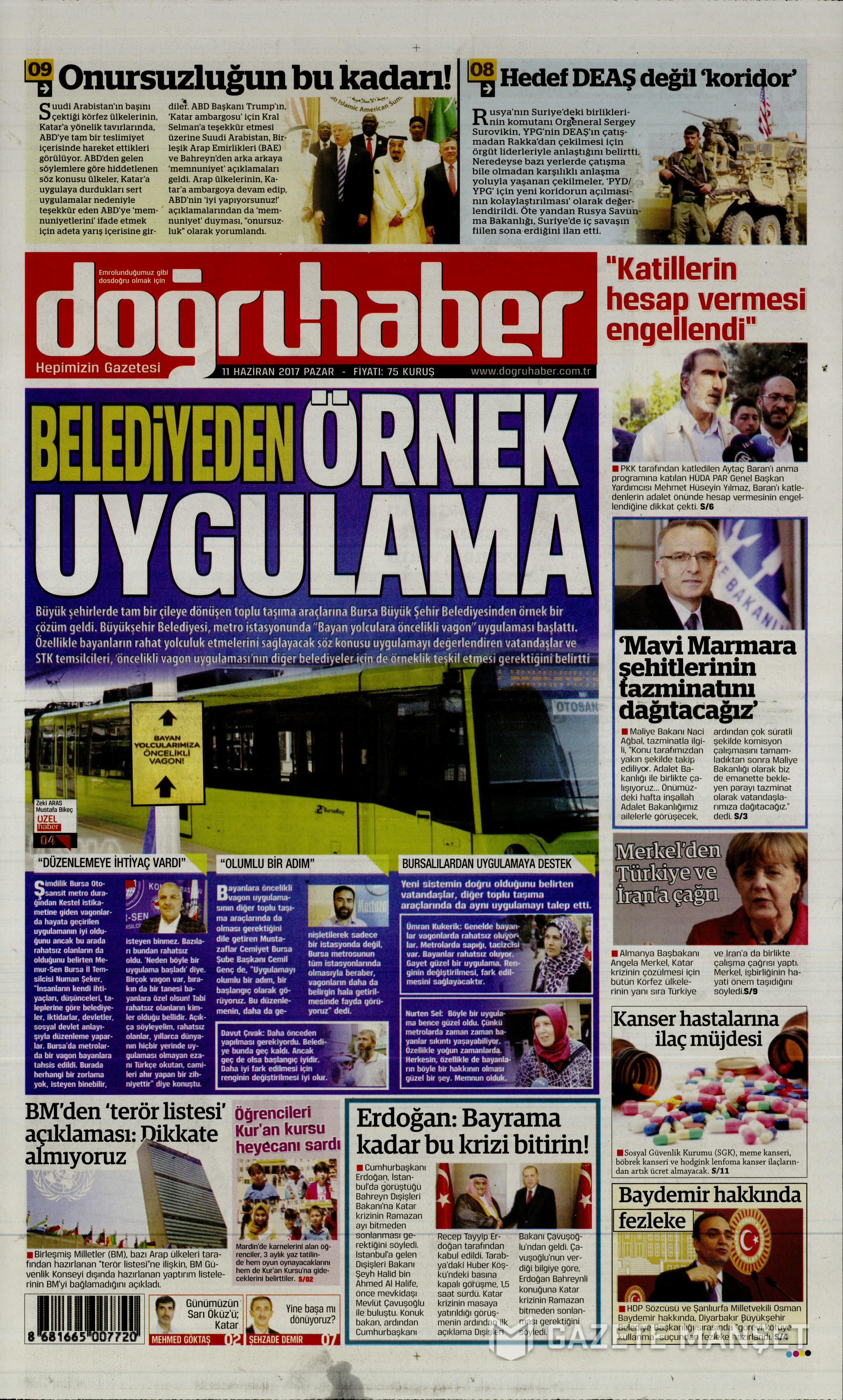 11 Haziran 2017 Pazar gazete manşetleri - 7