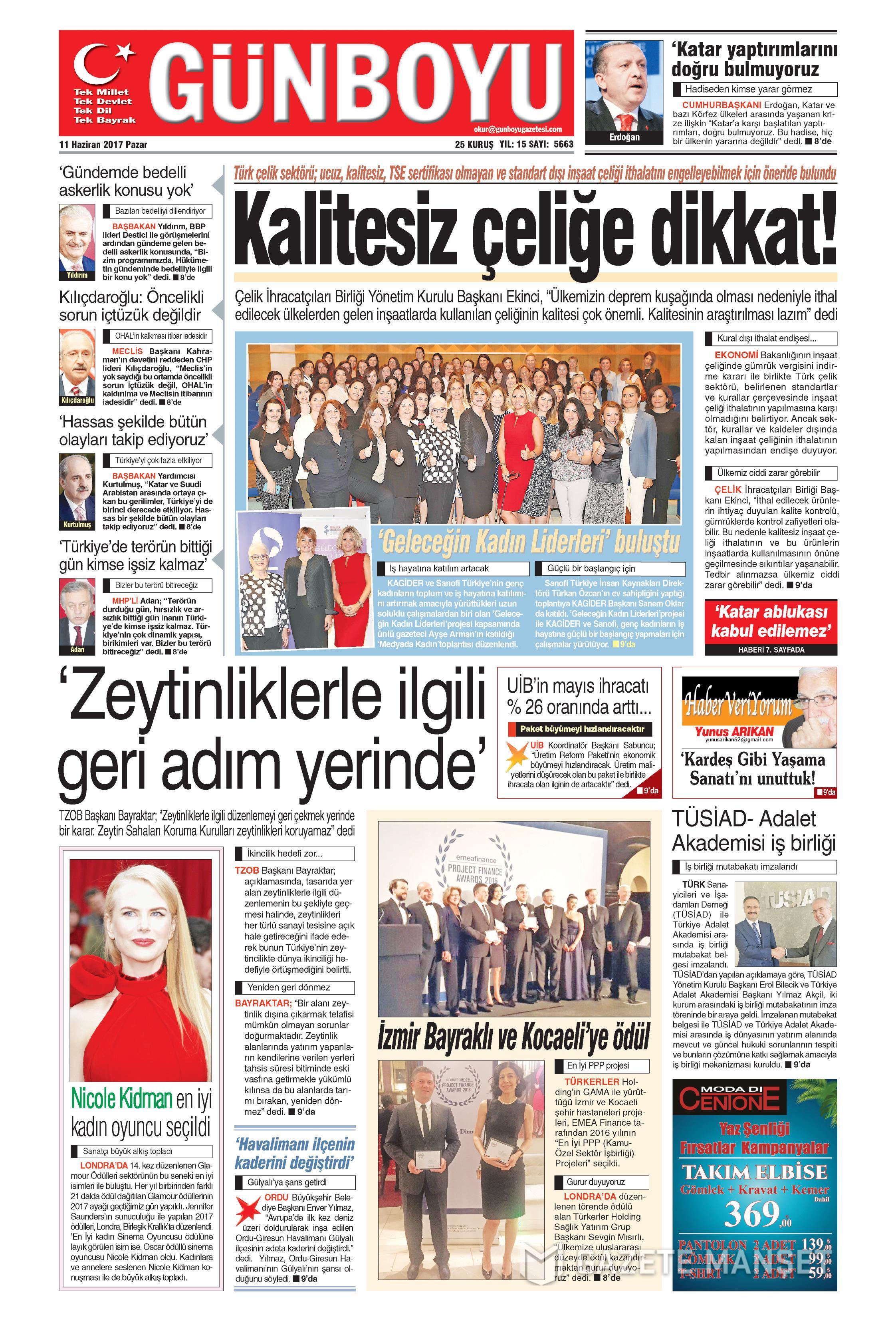 11 Haziran 2017 Pazar gazete manşetleri - 11