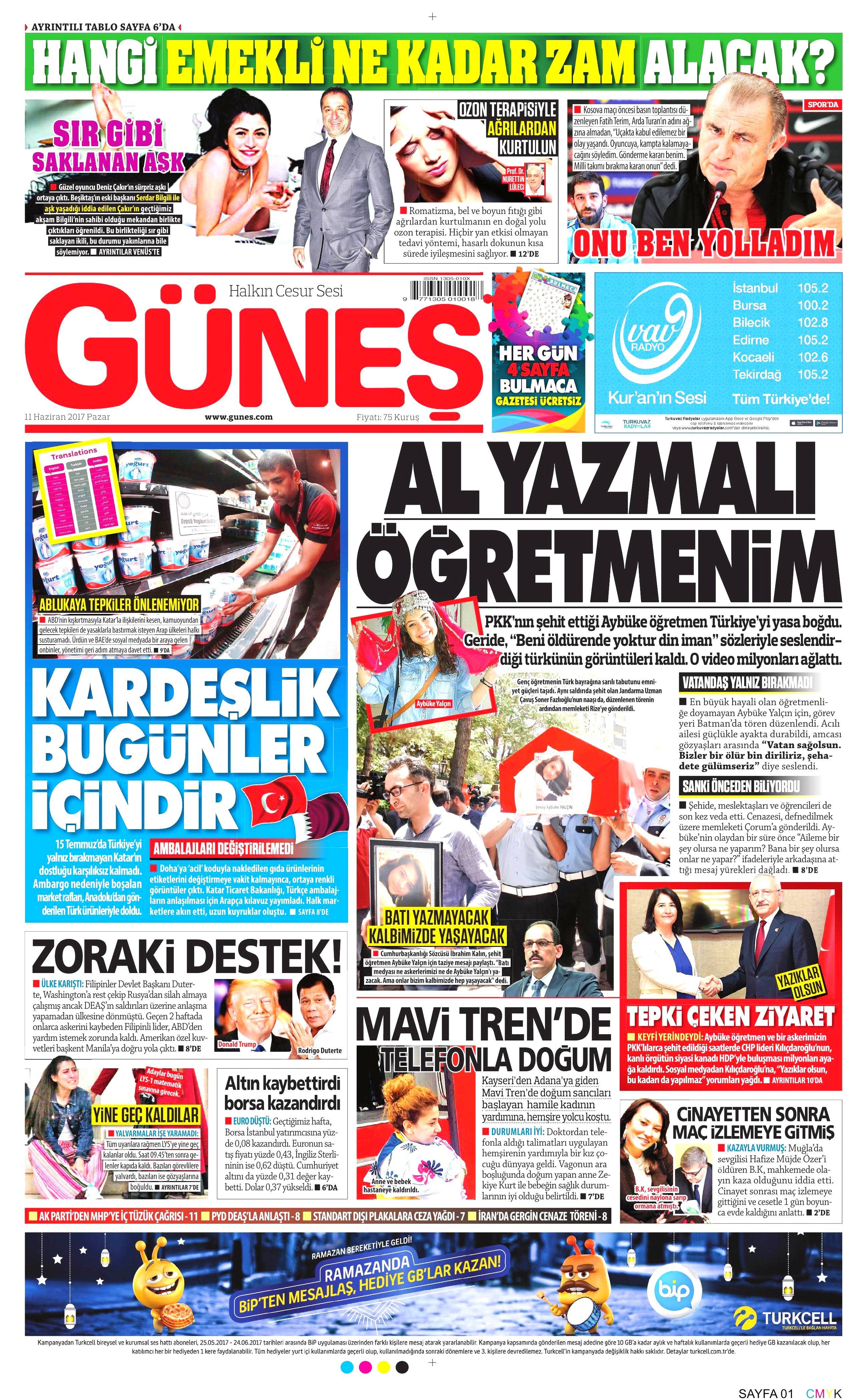 11 Haziran 2017 Pazar gazete manşetleri - 12