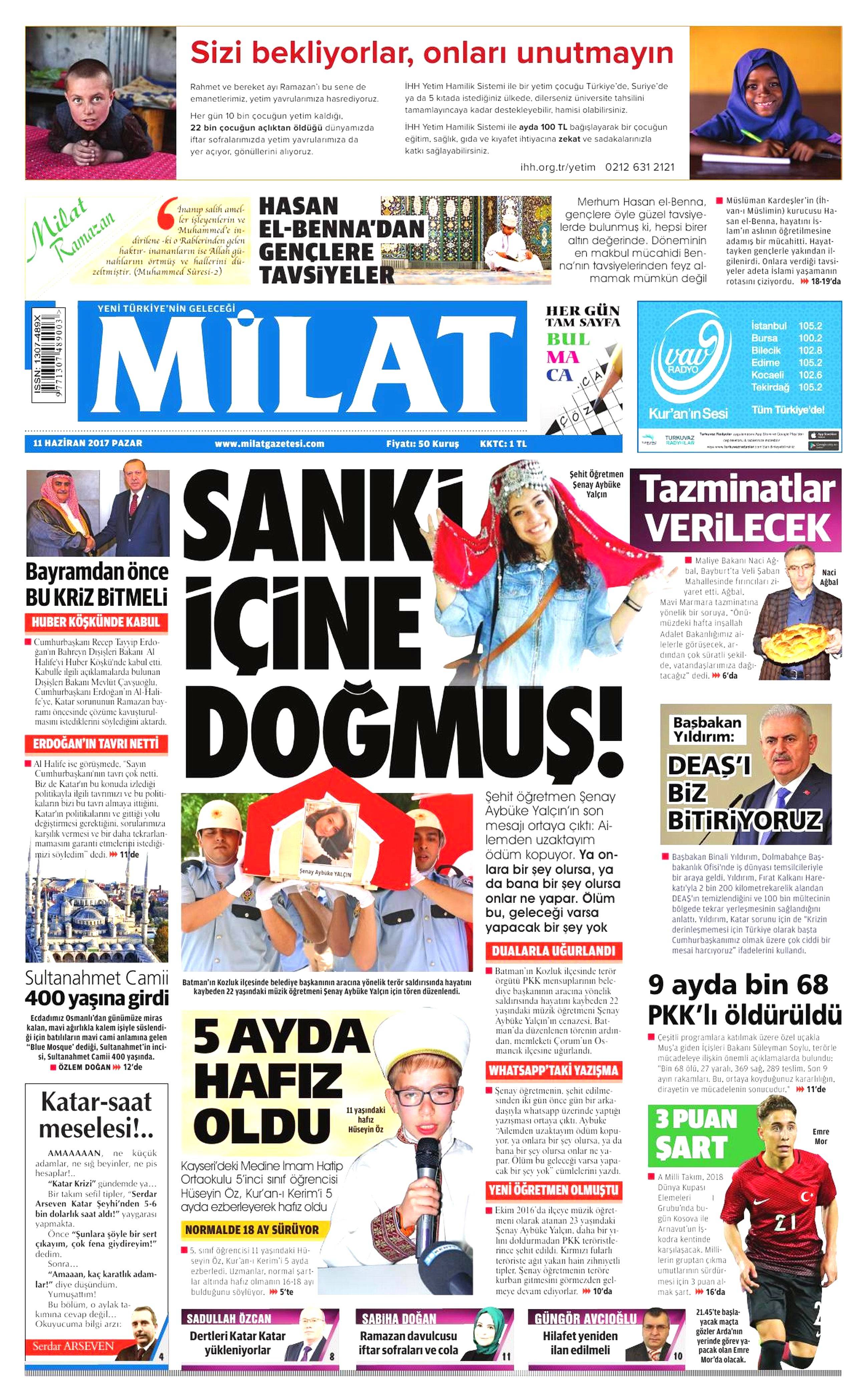 11 Haziran 2017 Pazar gazete manşetleri - 15