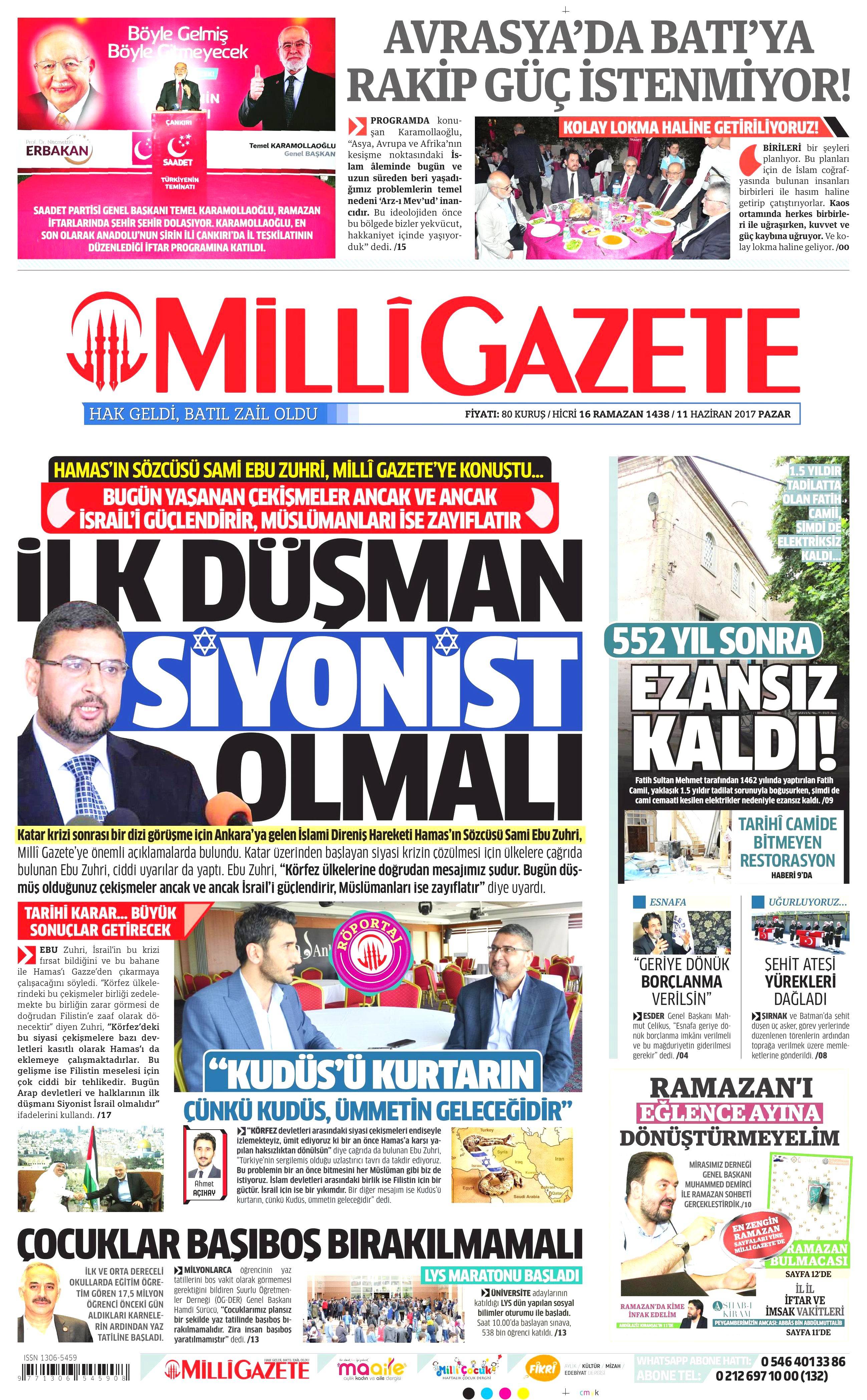 11 Haziran 2017 Pazar gazete manşetleri - 16