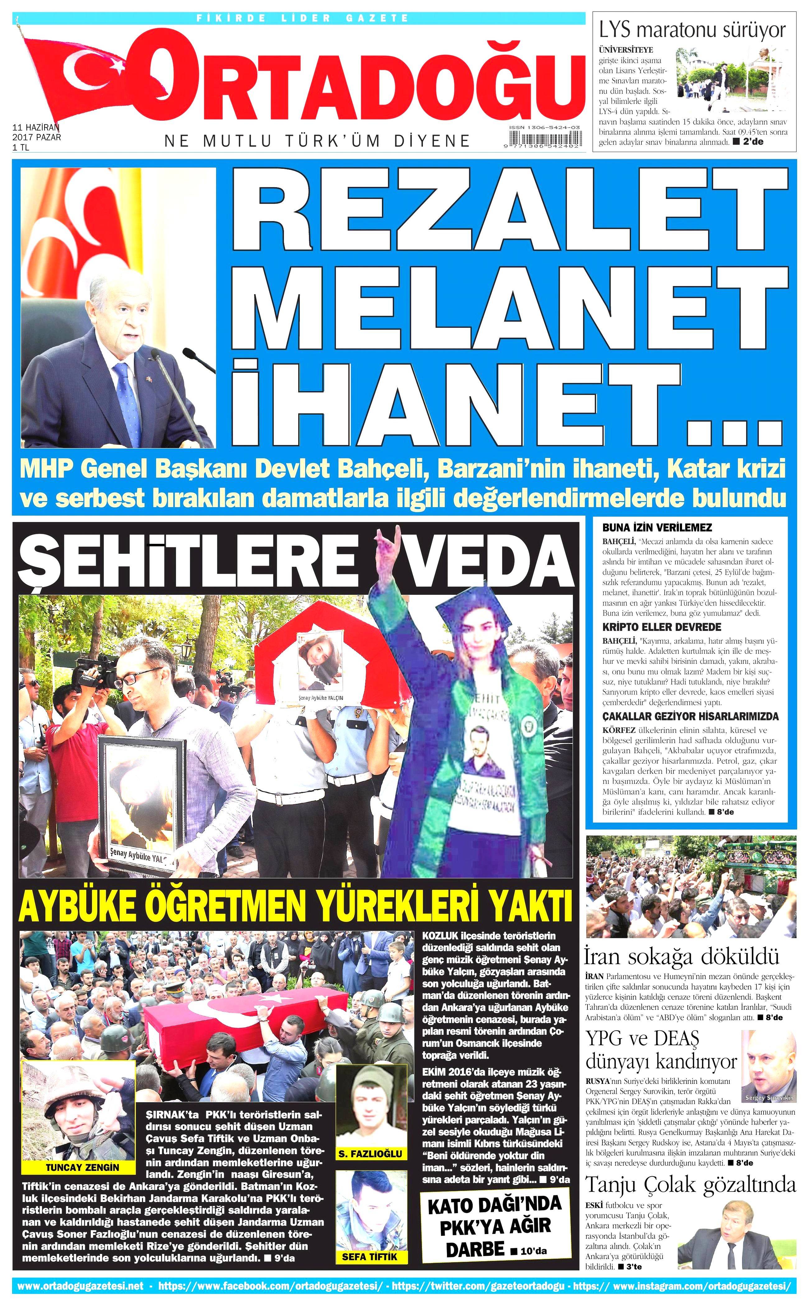 11 Haziran 2017 Pazar gazete manşetleri - 18