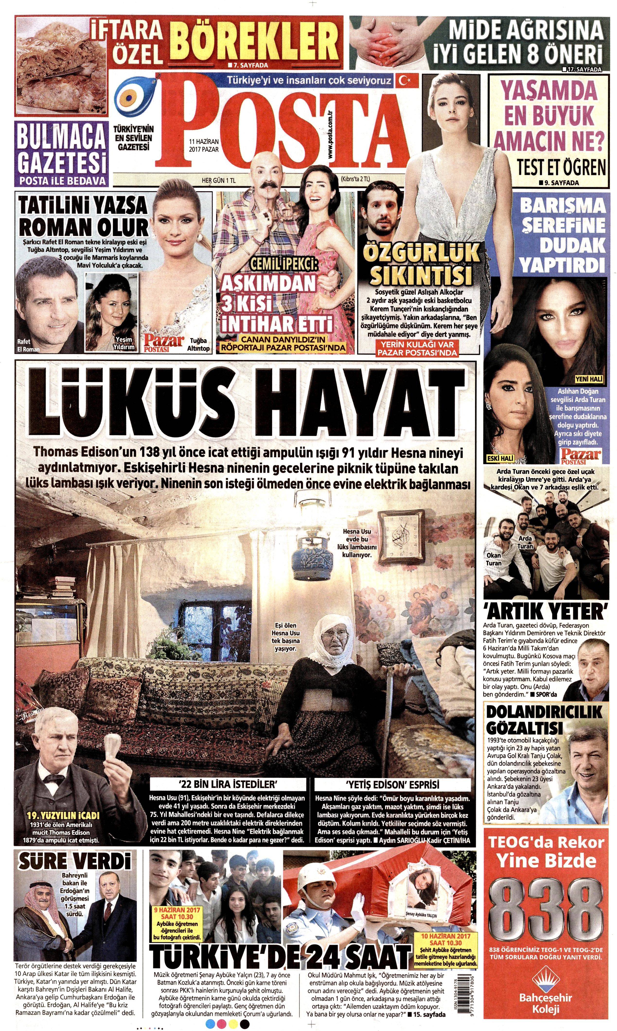 11 Haziran 2017 Pazar gazete manşetleri - 19