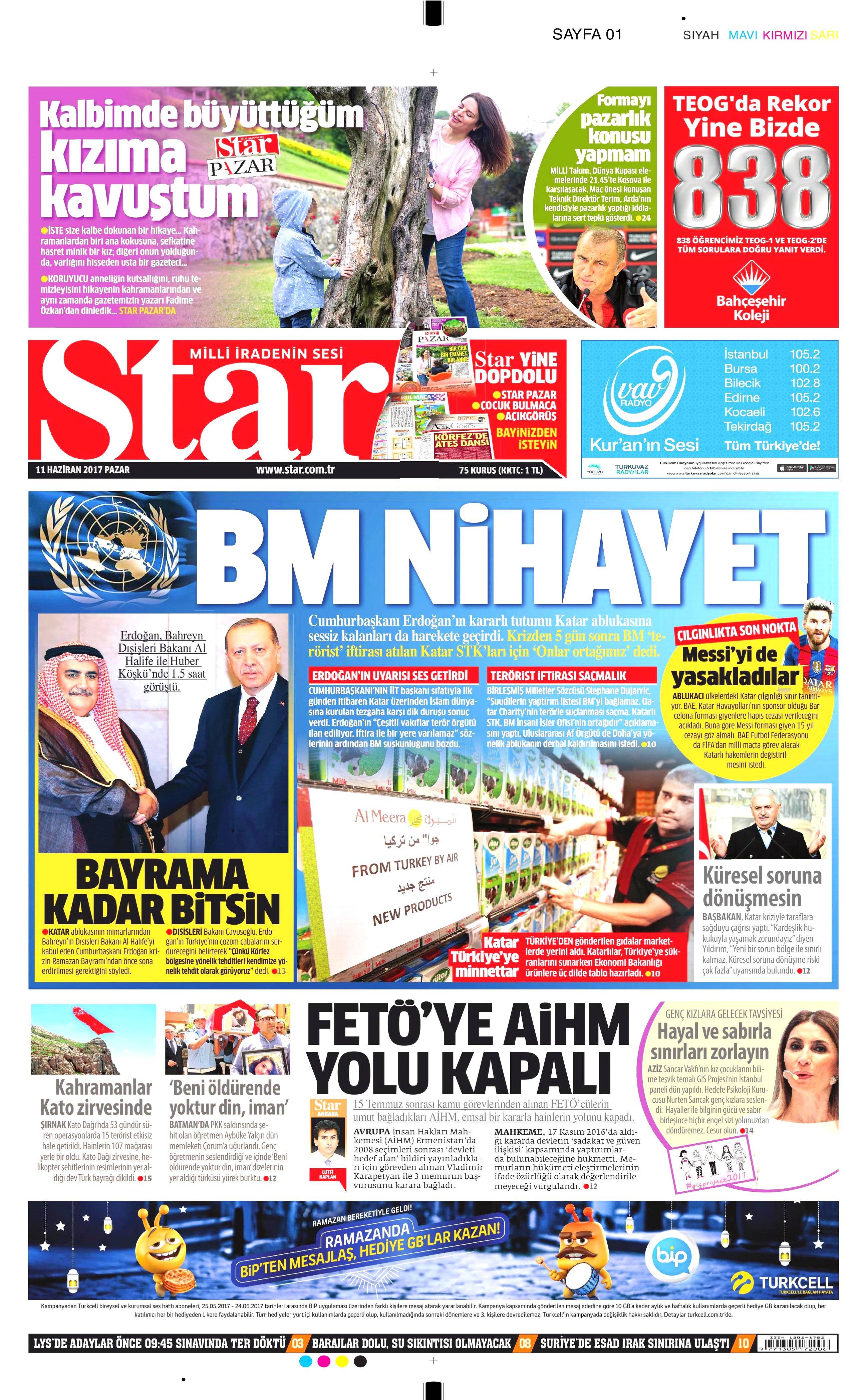 11 Haziran 2017 Pazar gazete manşetleri - 21