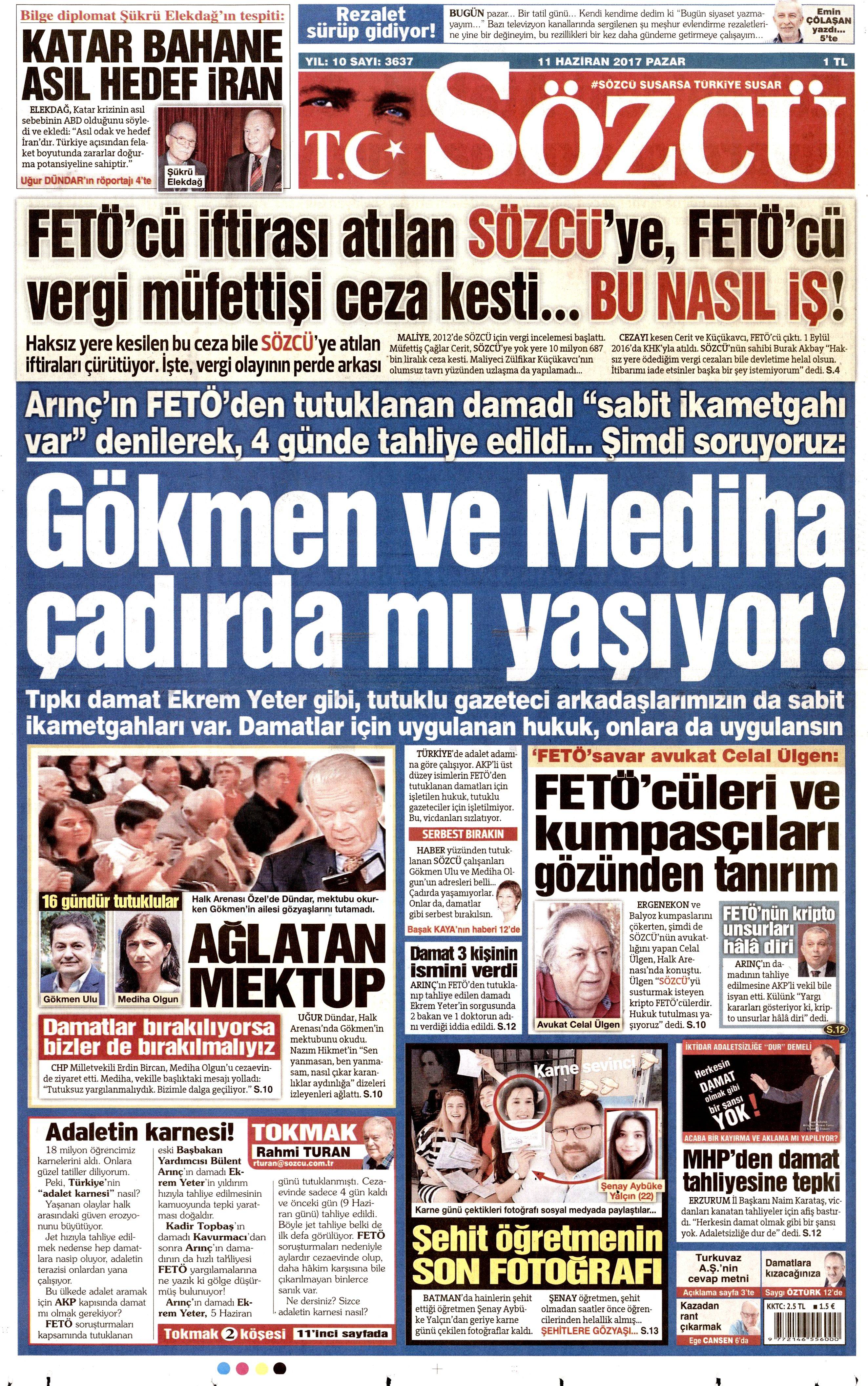 11 Haziran 2017 Pazar gazete manşetleri - 20