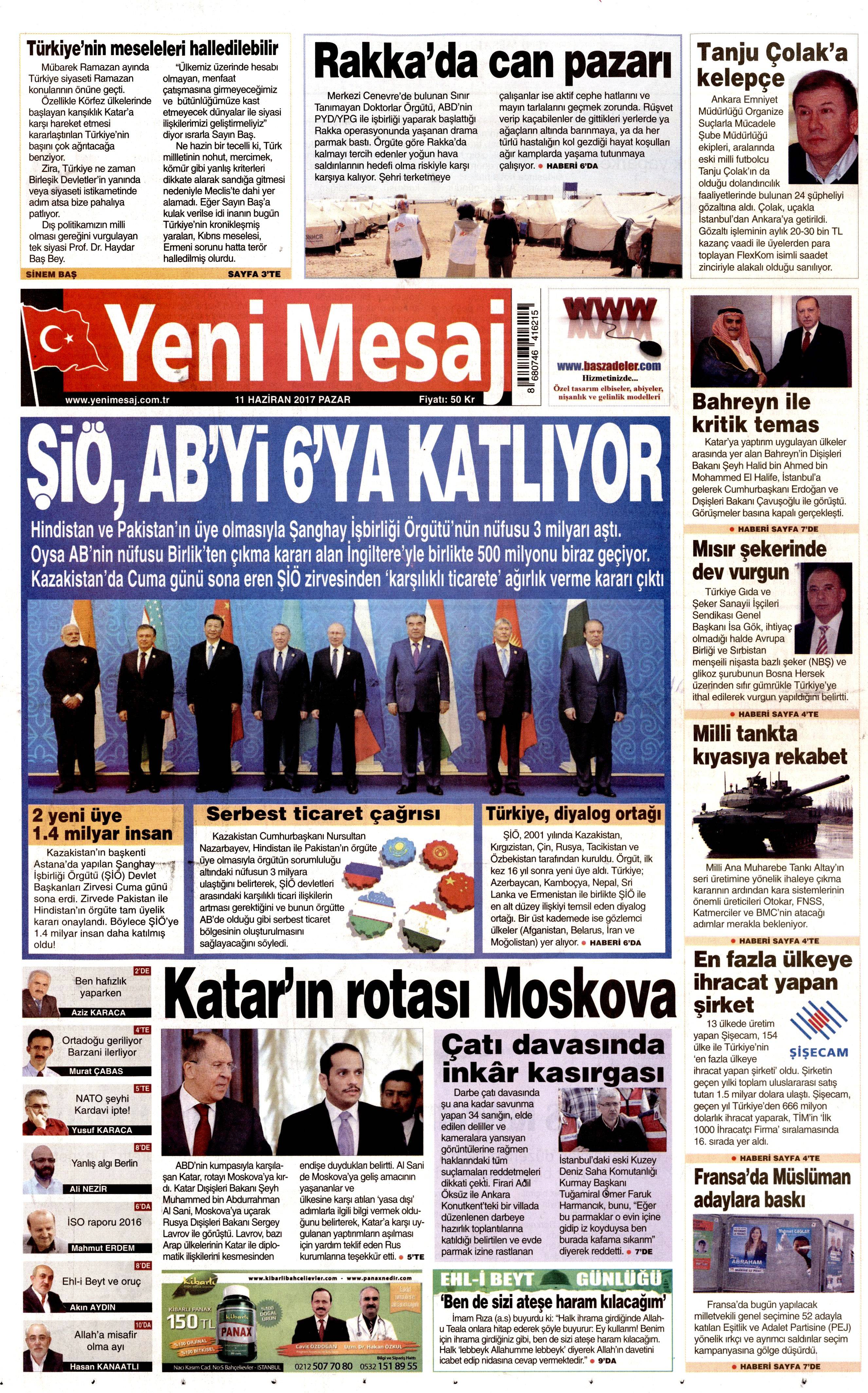 11 Haziran 2017 Pazar gazete manşetleri - 27