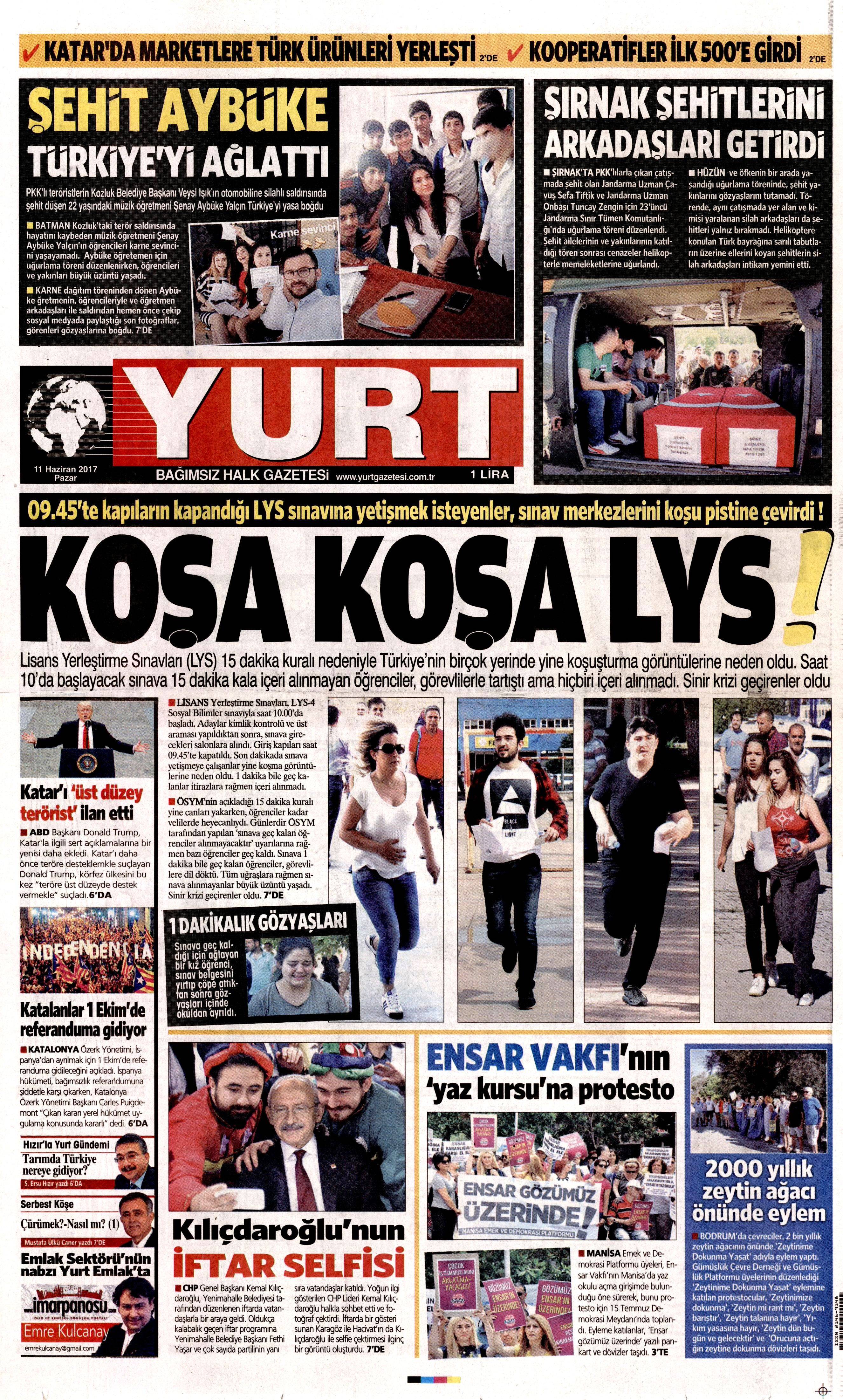 11 Haziran 2017 Pazar gazete manşetleri - 30