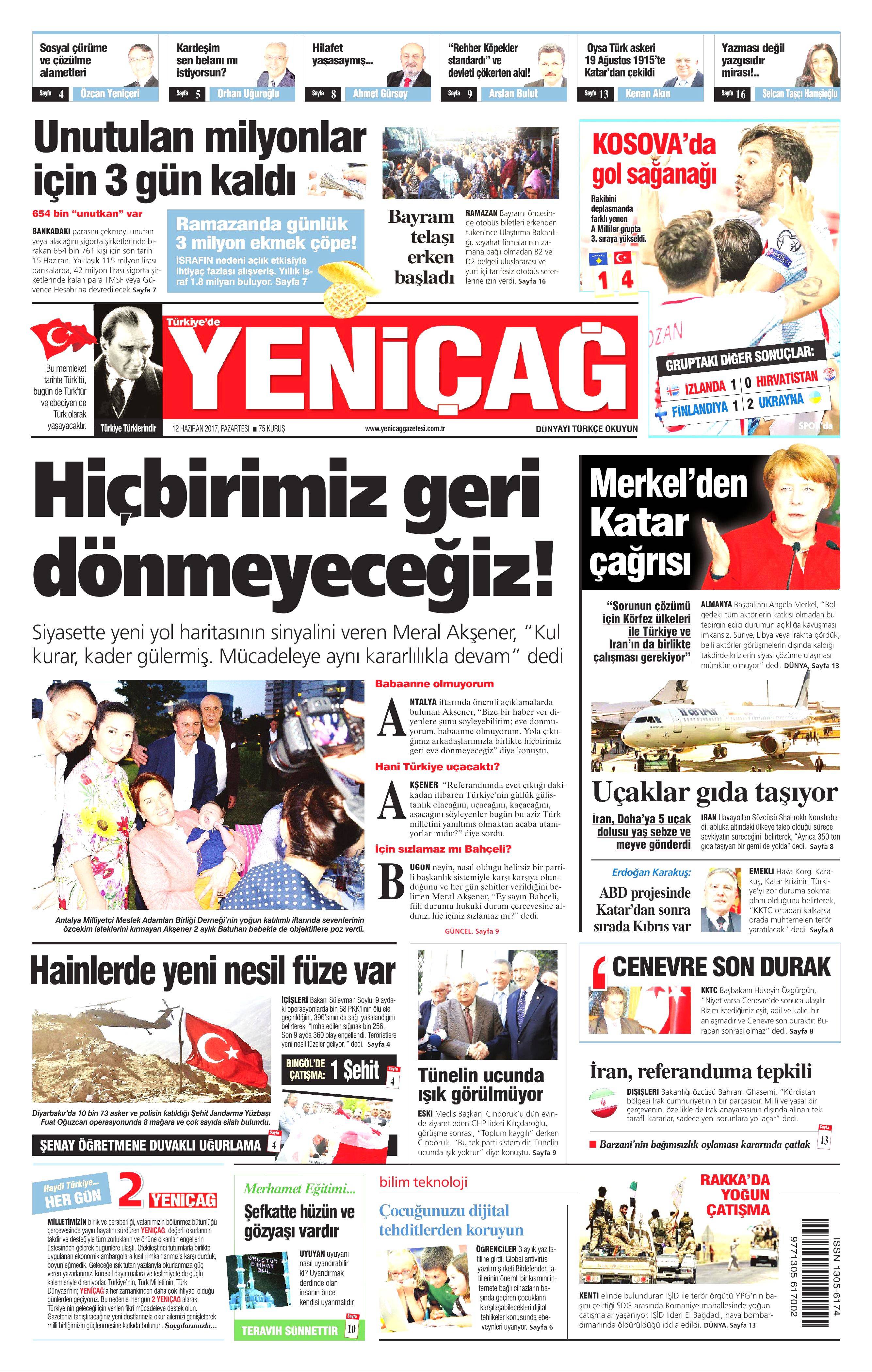 12 Haziran 2017 Pazartesi gazete manşetleri - 26