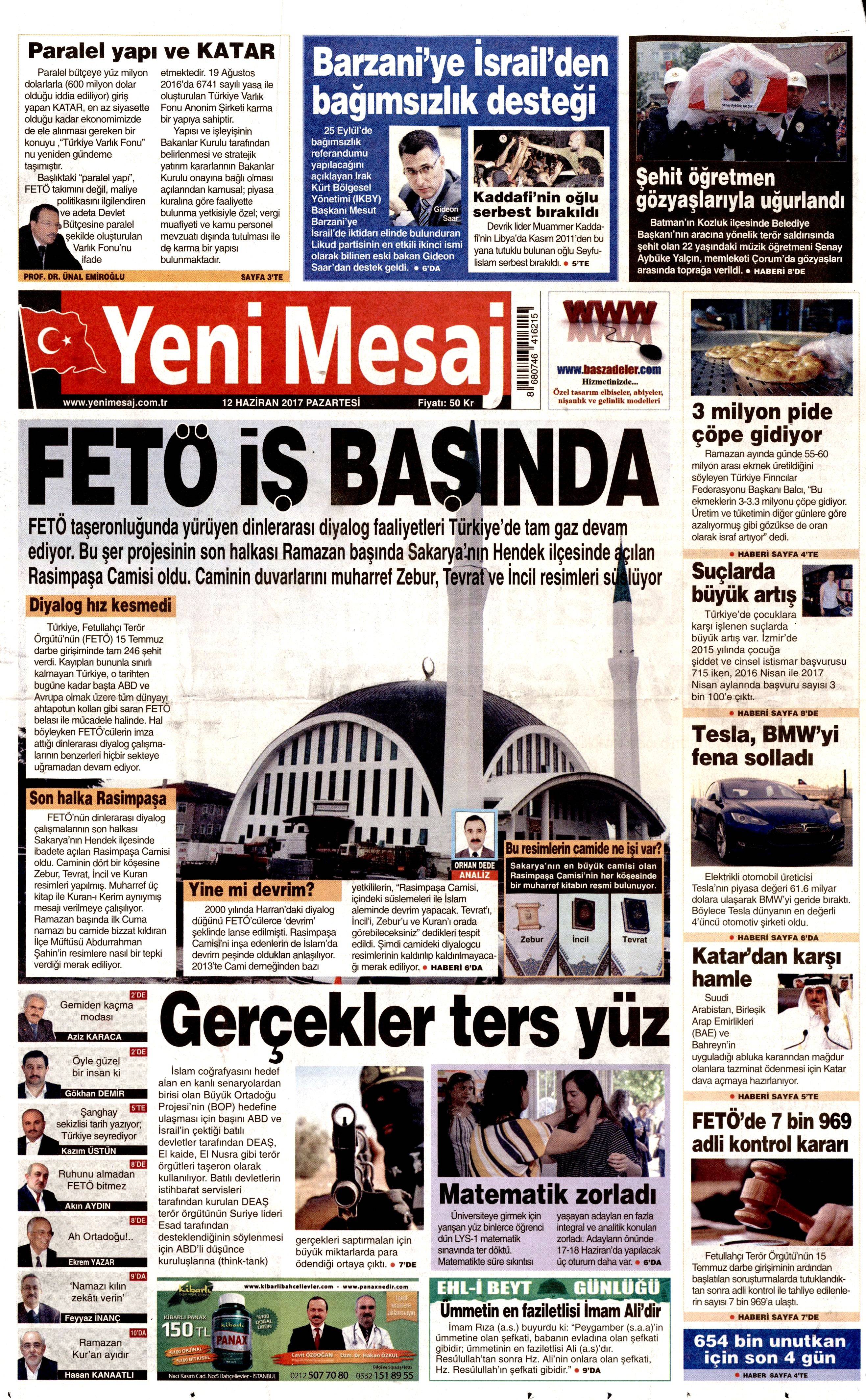 12 Haziran 2017 Pazartesi gazete manşetleri - 27