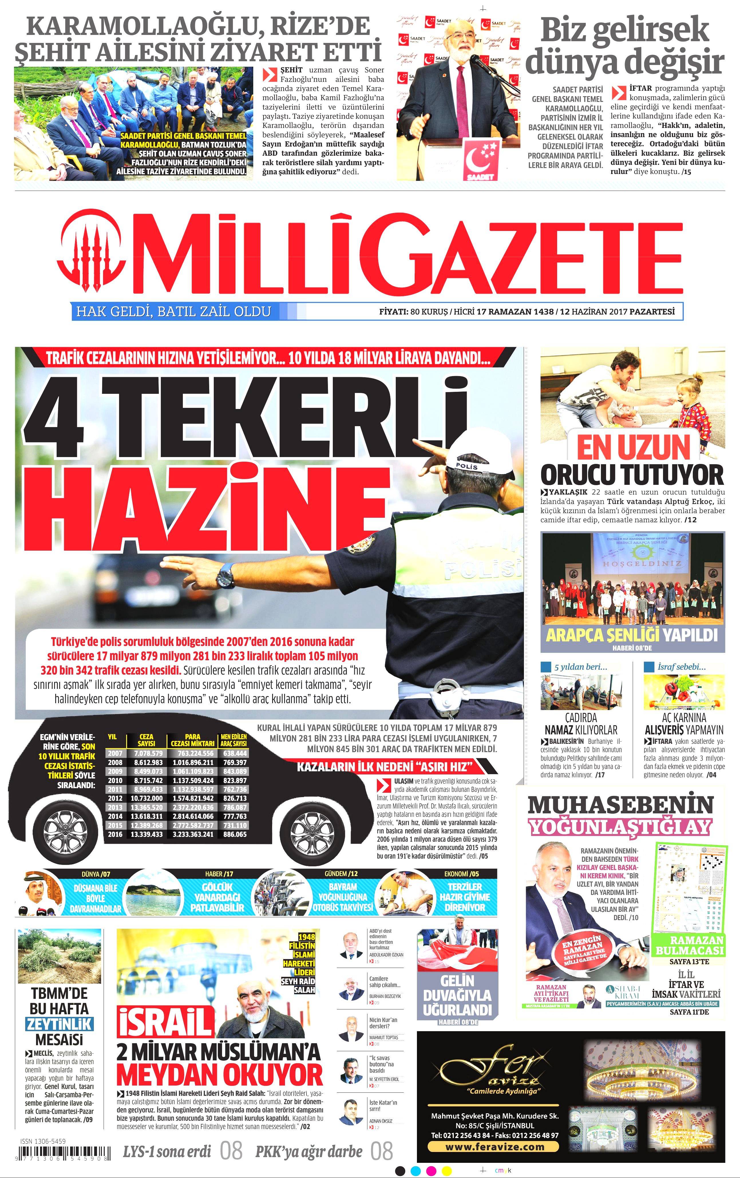 12 Haziran 2017 Pazartesi gazete manşetleri - 14