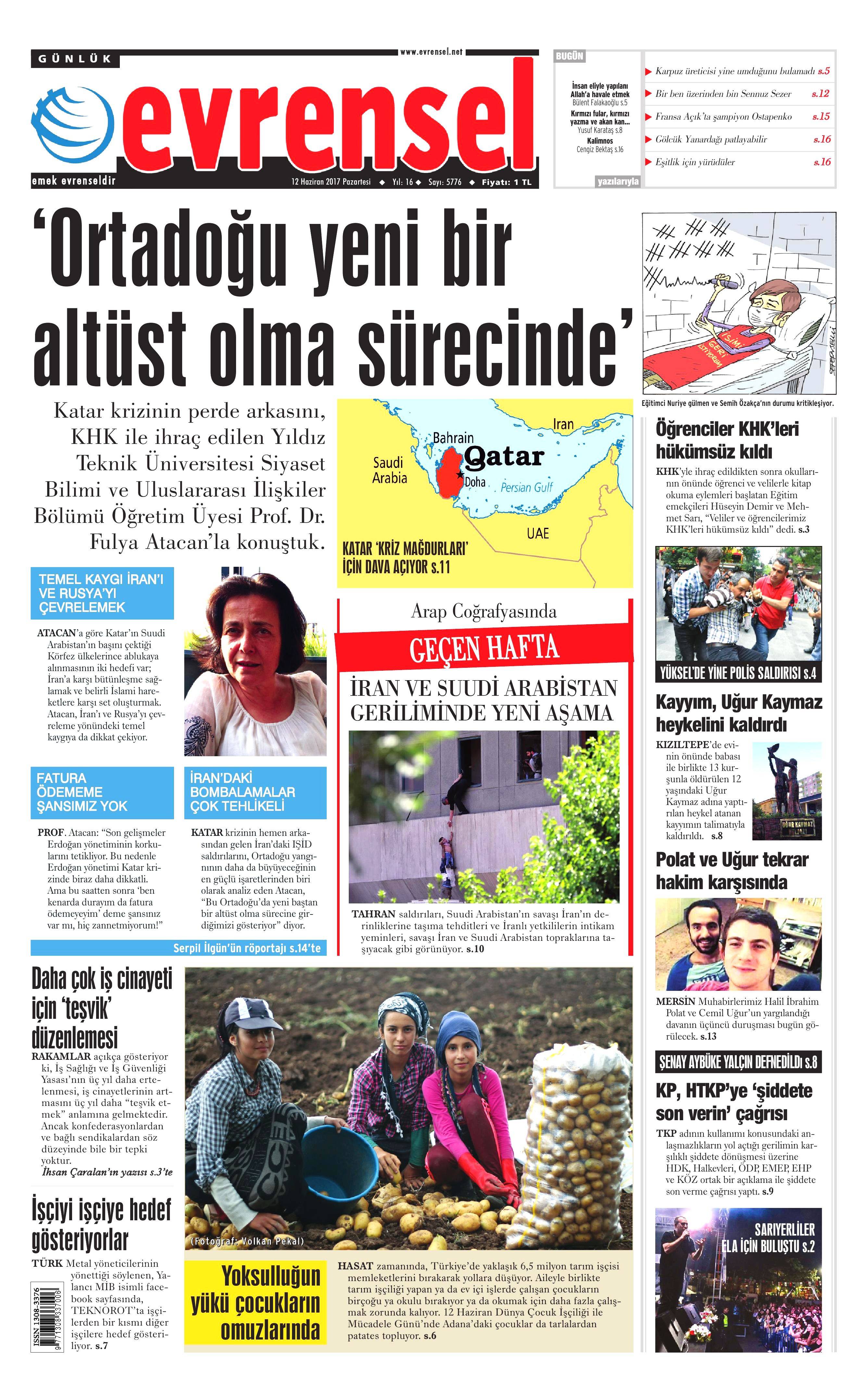 12 Haziran 2017 Pazartesi gazete manşetleri - 7