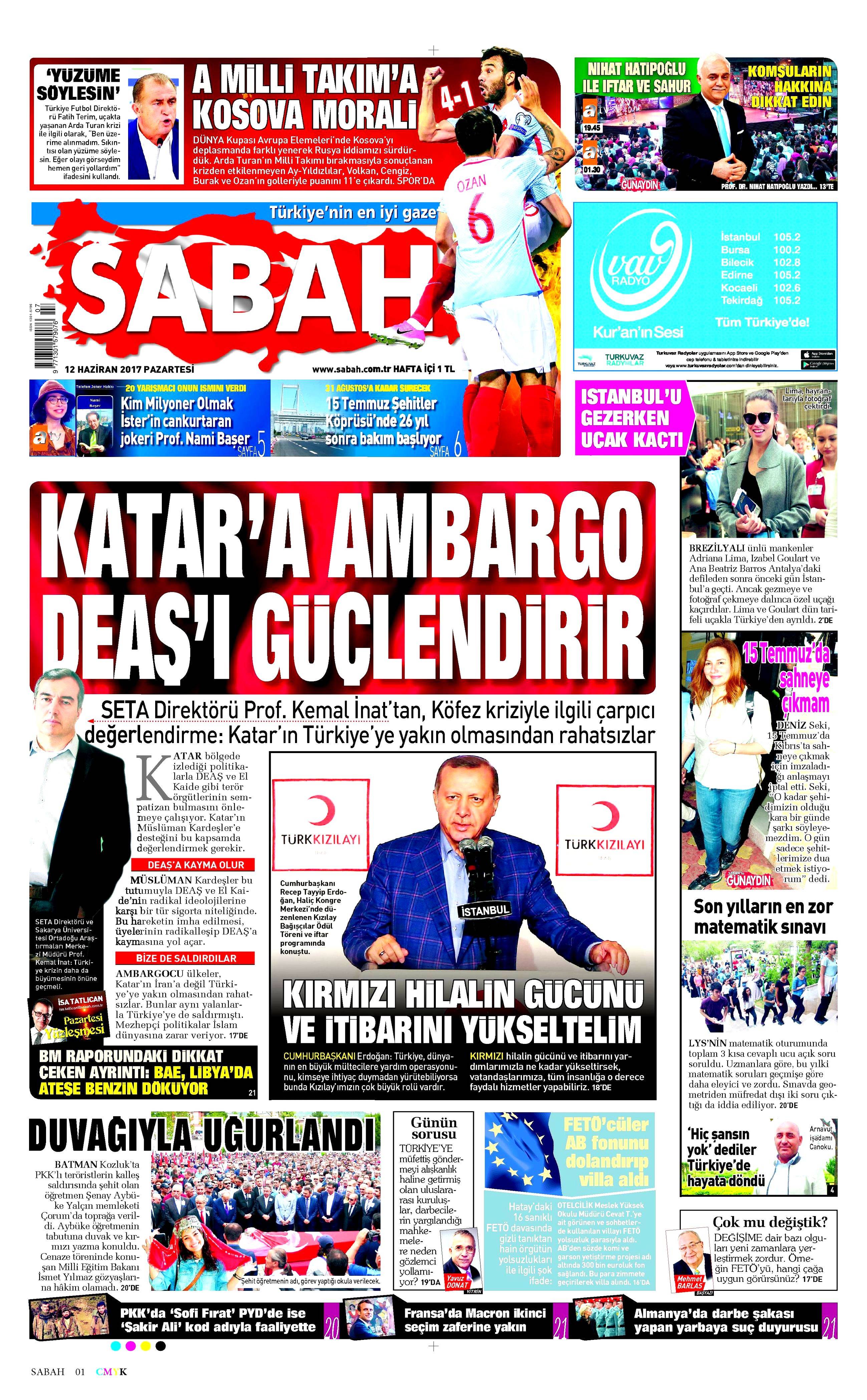 12 Haziran 2017 Pazartesi gazete manşetleri - 18