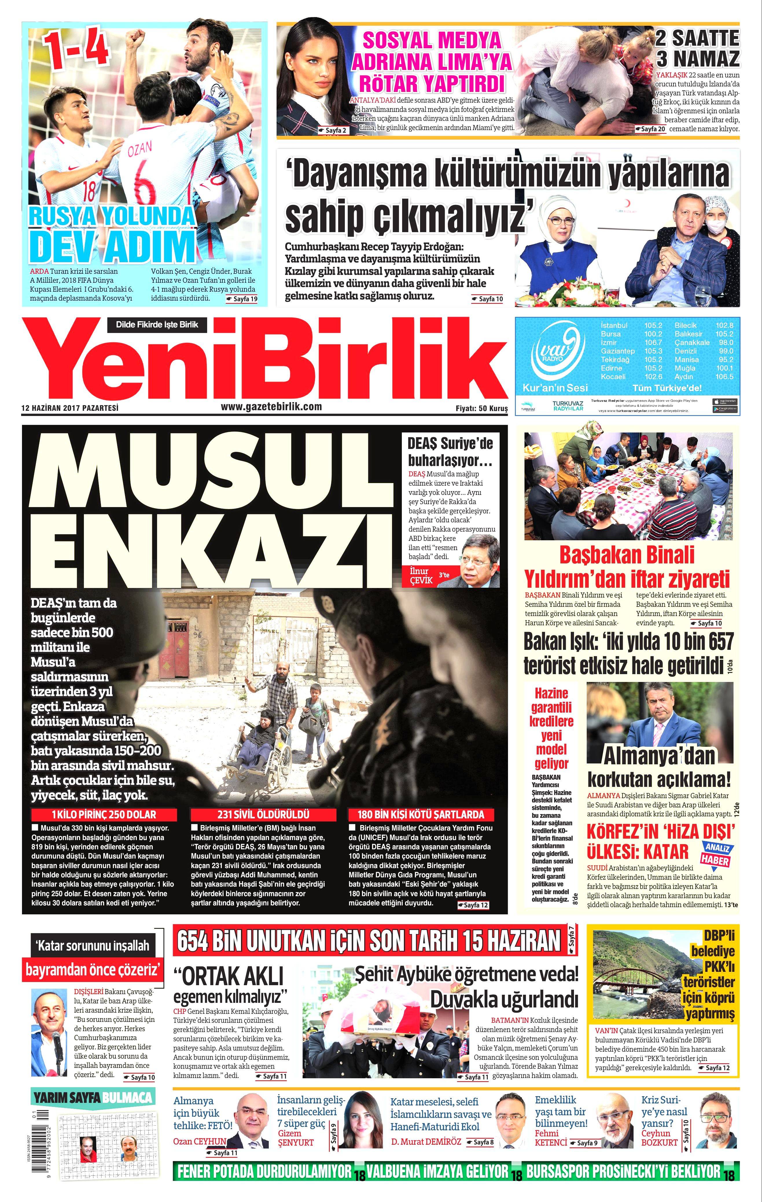 12 Haziran 2017 Pazartesi gazete manşetleri - 25