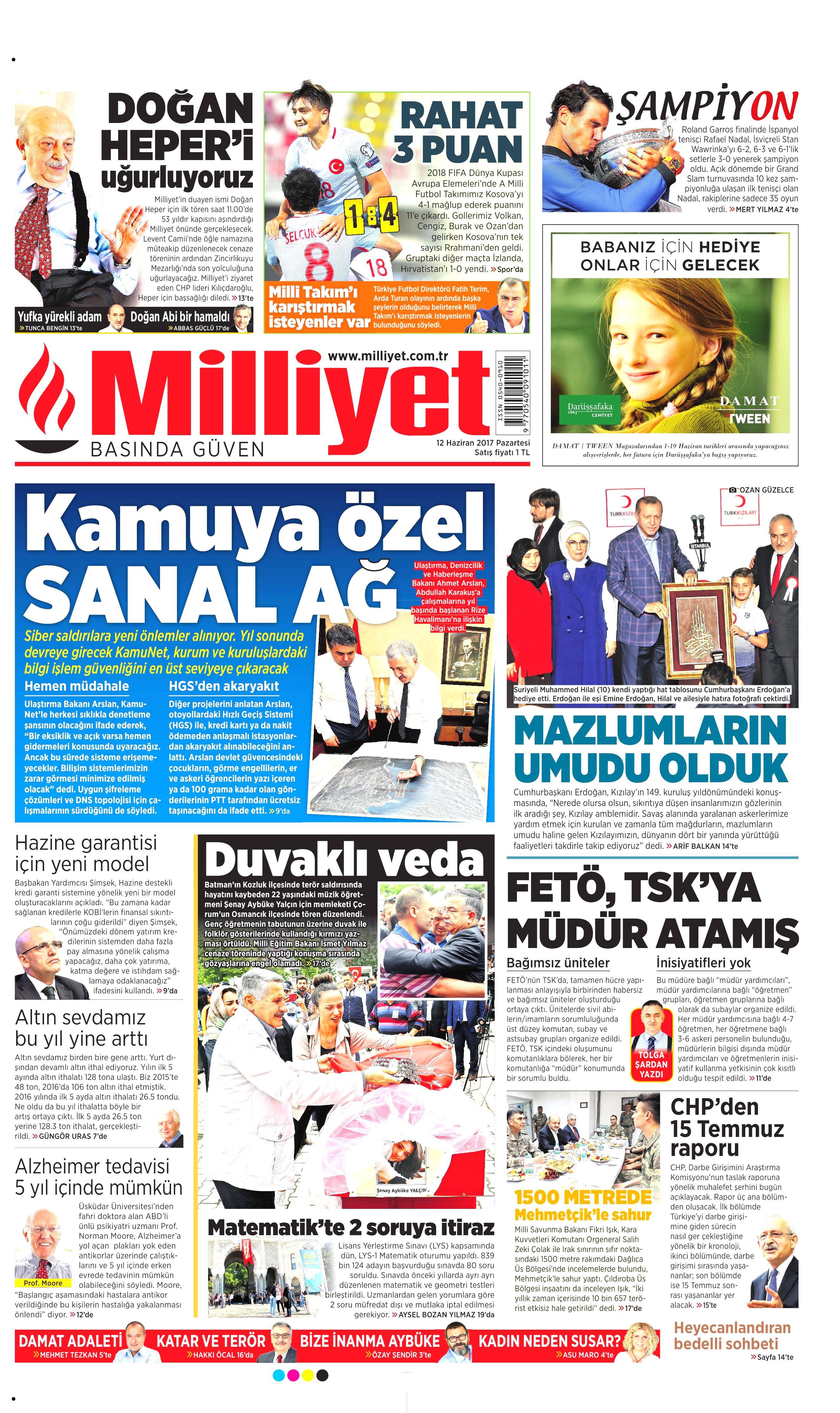 12 Haziran 2017 Pazartesi gazete manşetleri - 15