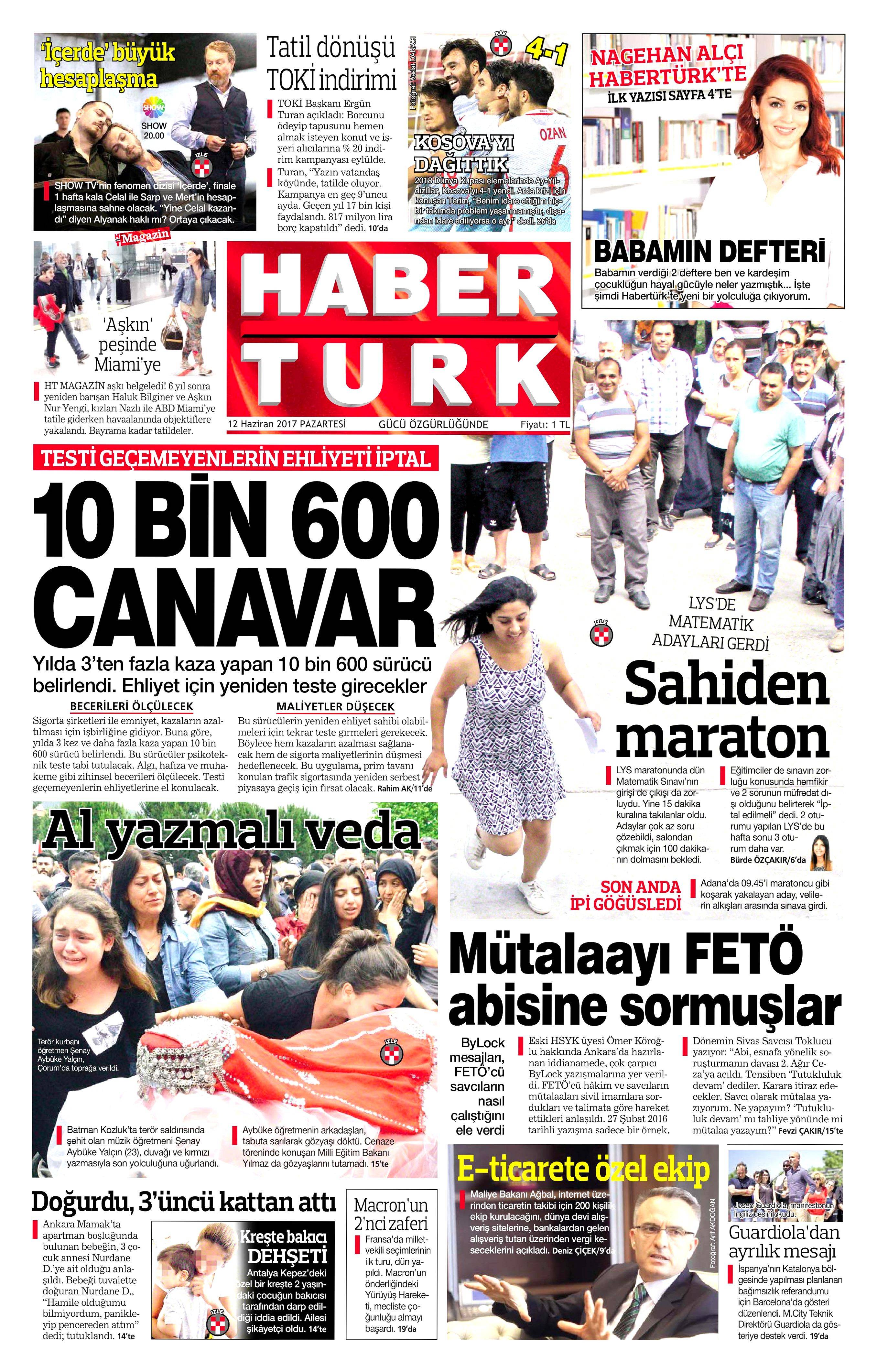 12 Haziran 2017 Pazartesi gazete manşetleri - 9