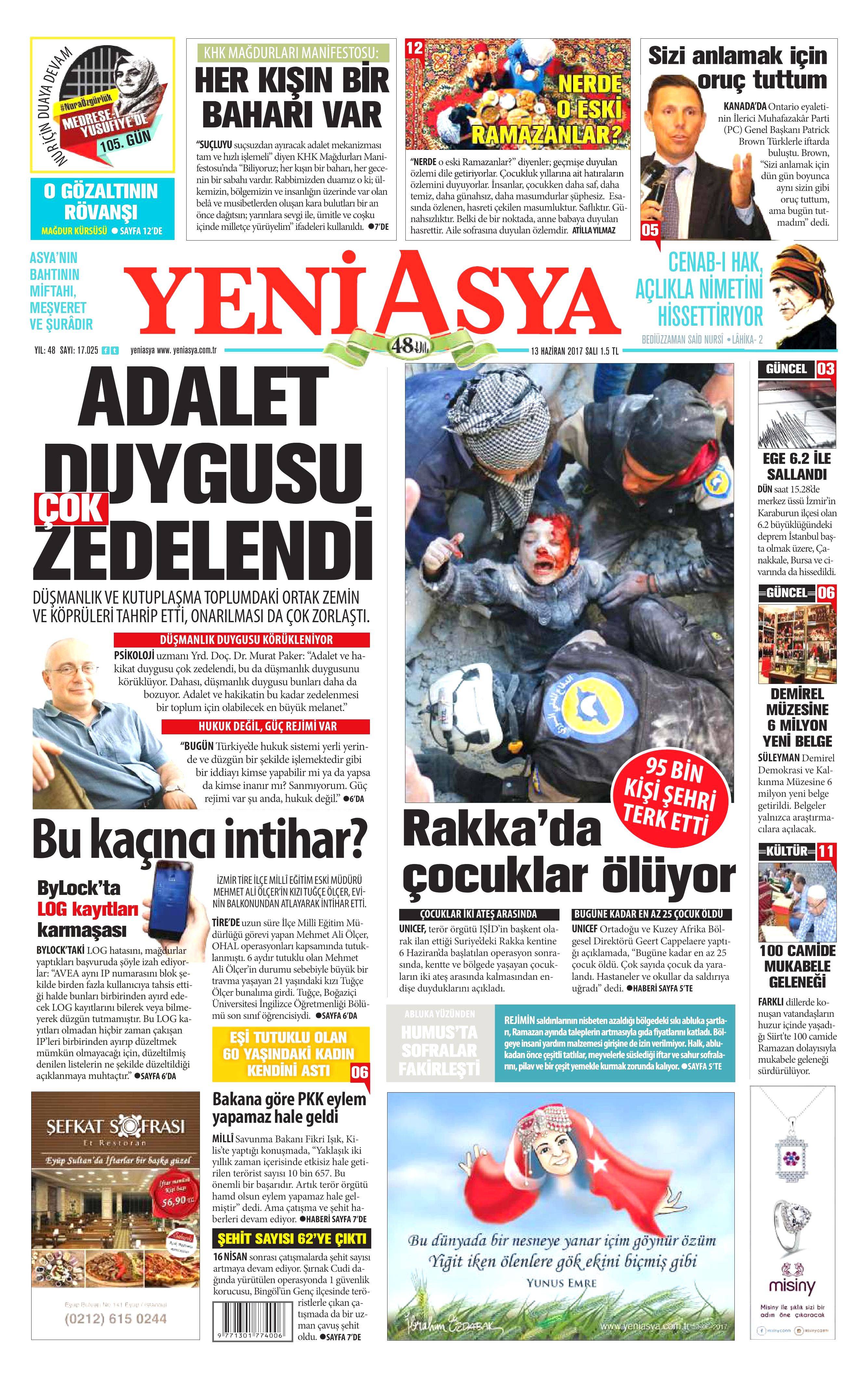 13 Haziran 2017 Salı gazete manşetleri - 11