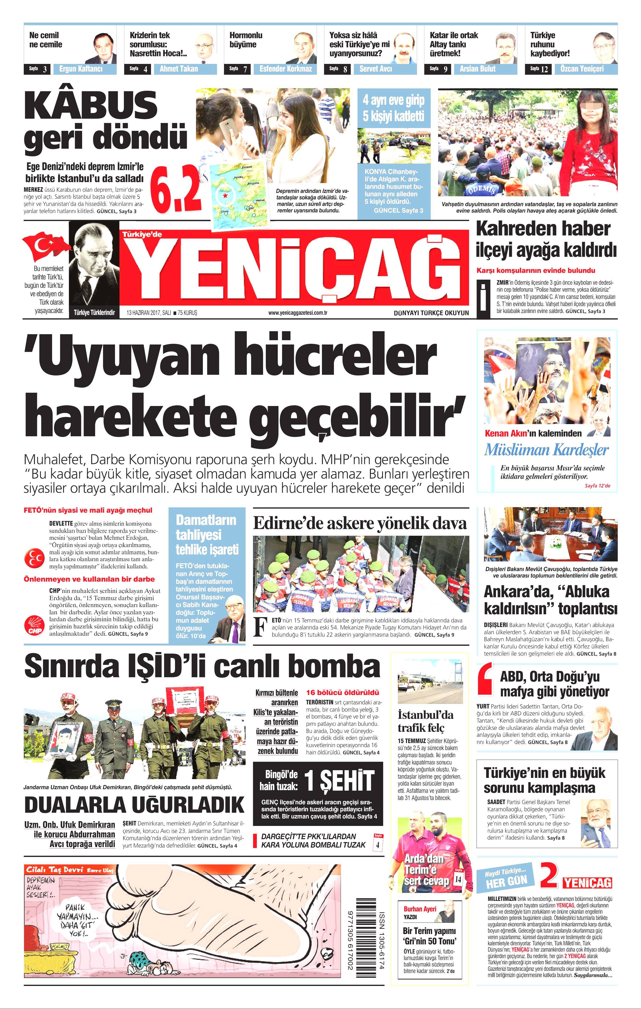 13 Haziran 2017 Salı gazete manşetleri - 12