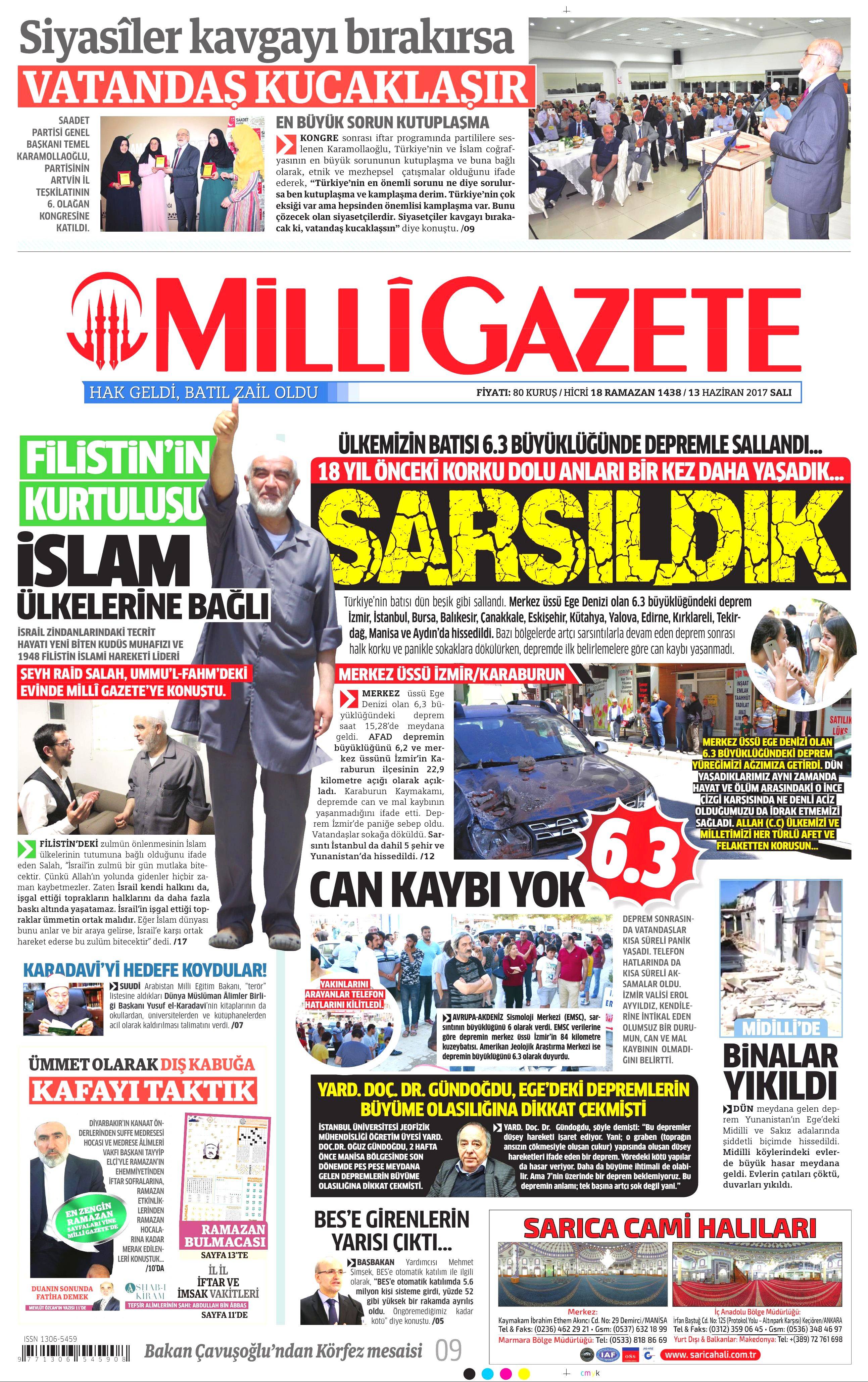 13 Haziran 2017 Salı gazete manşetleri - 14