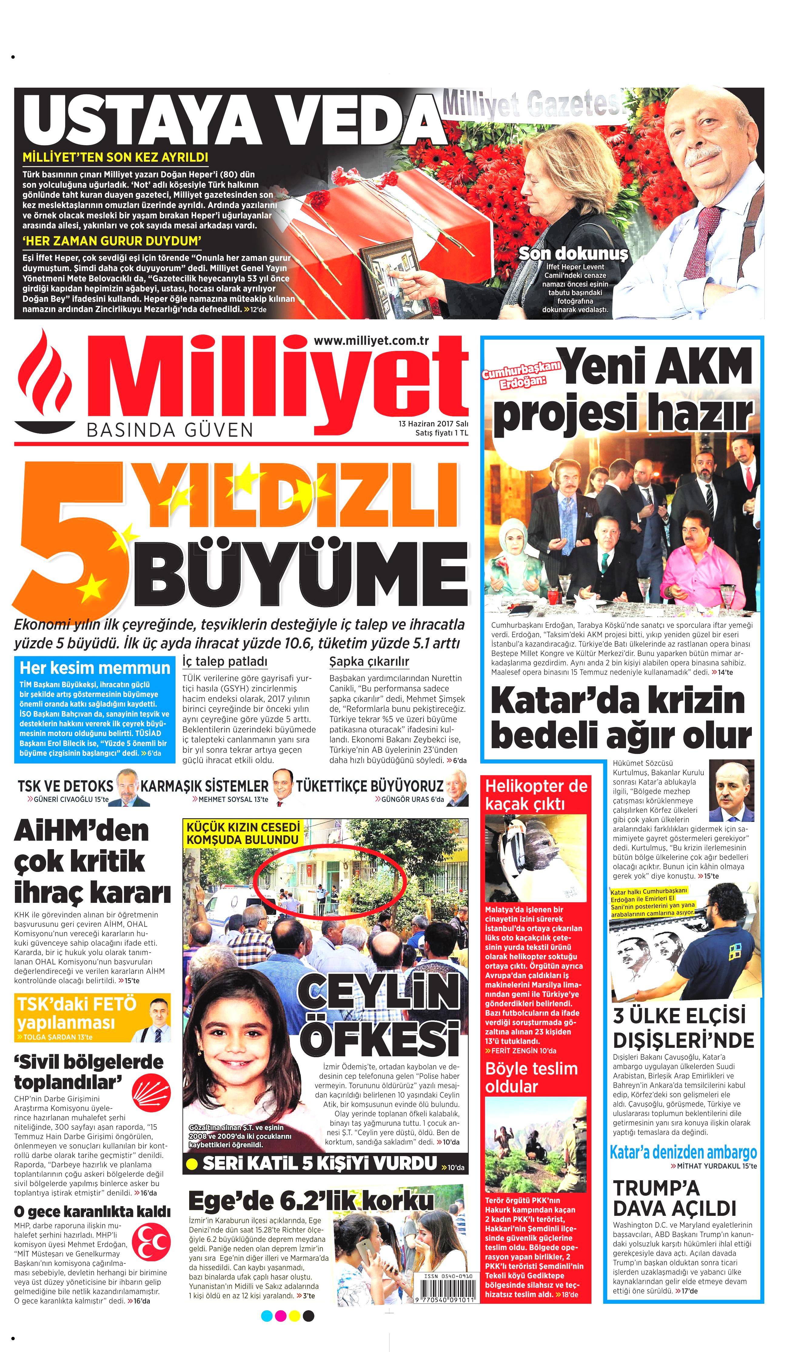 13 Haziran 2017 Salı gazete manşetleri - 16