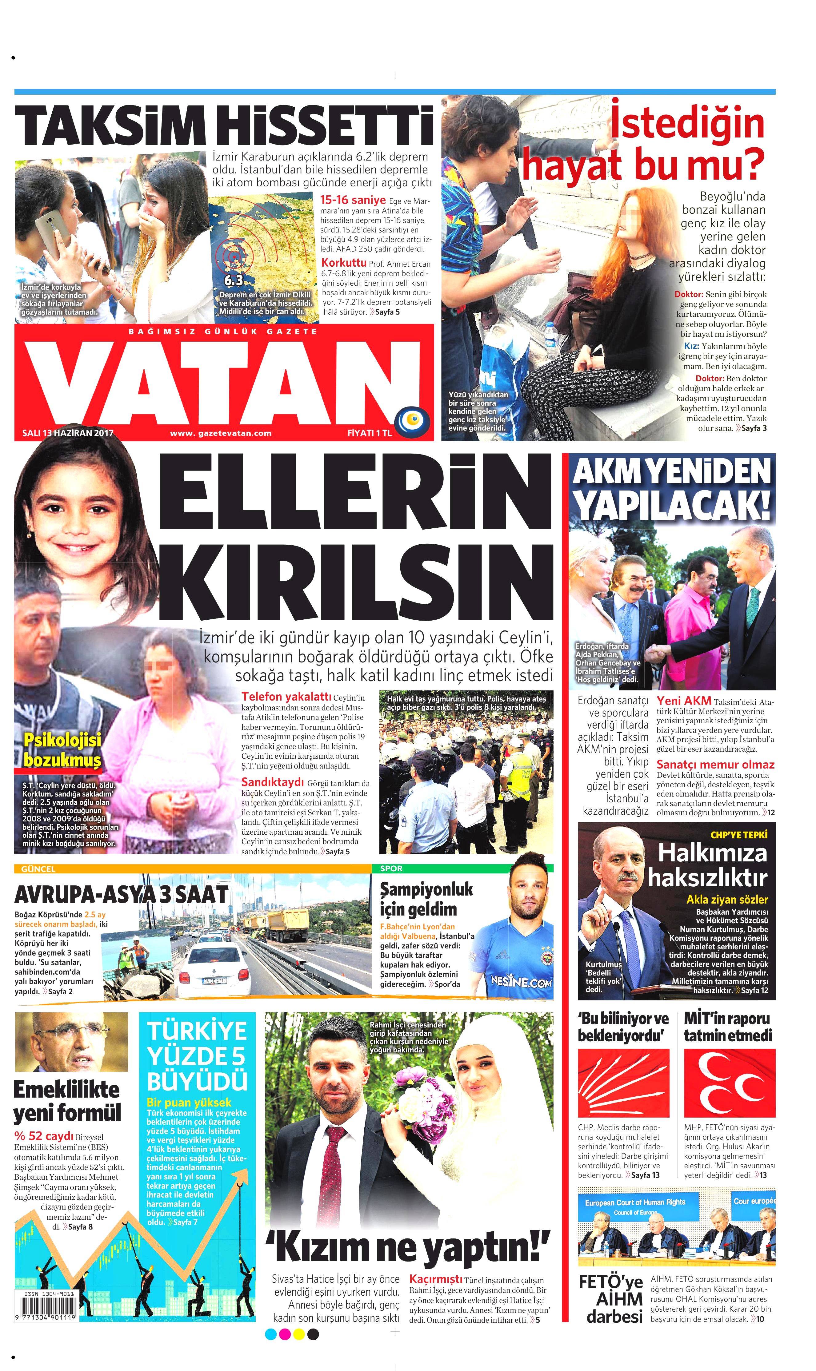 13 Haziran 2017 Salı gazete manşetleri - 18