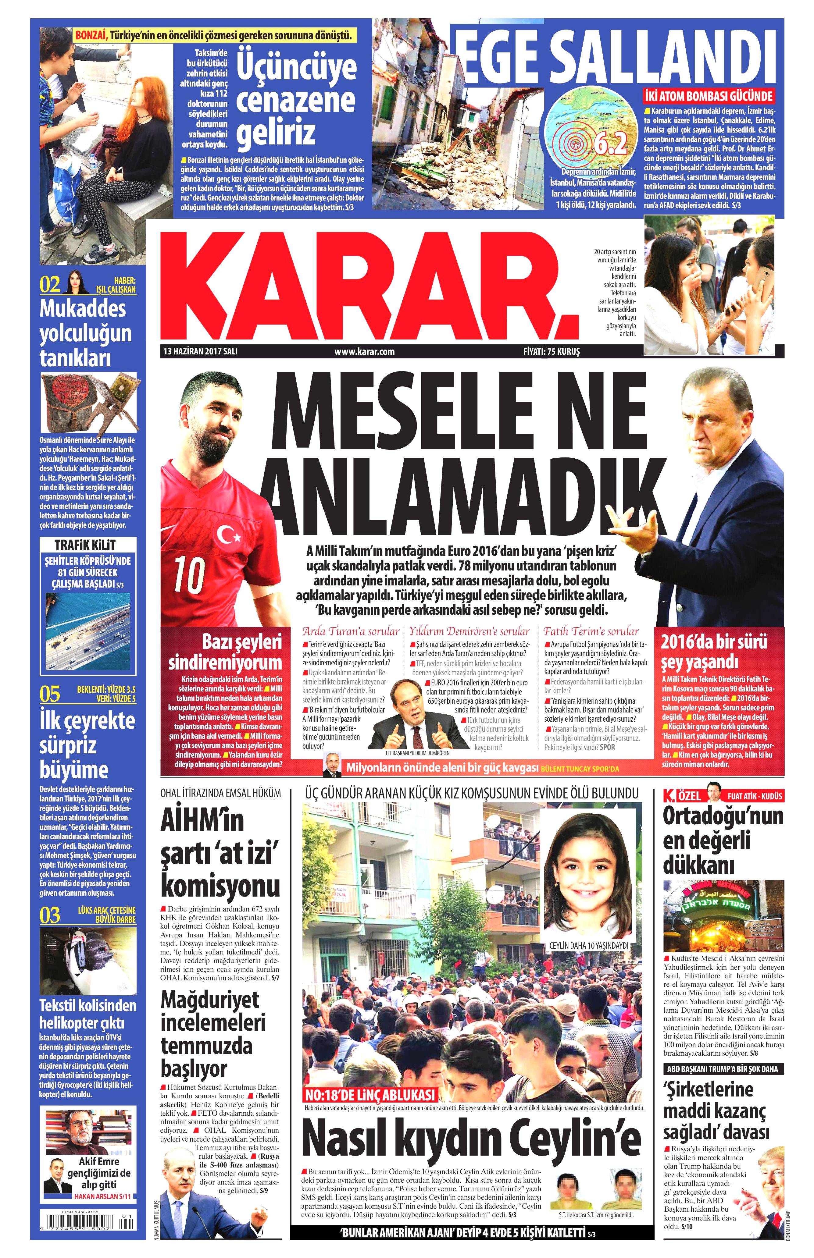 13 Haziran 2017 Salı gazete manşetleri - 19