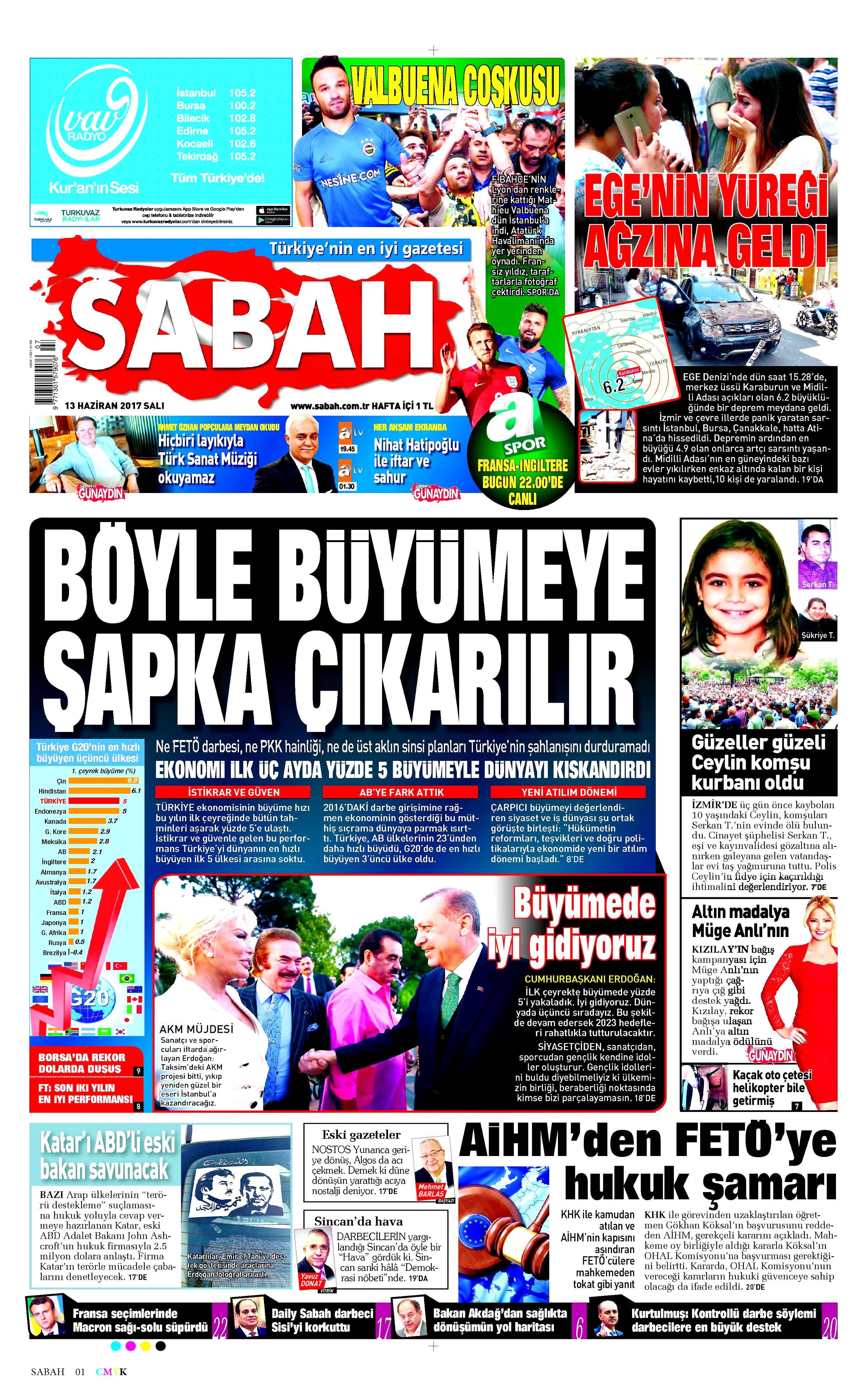 13 Haziran 2017 Salı gazete manşetleri - 20
