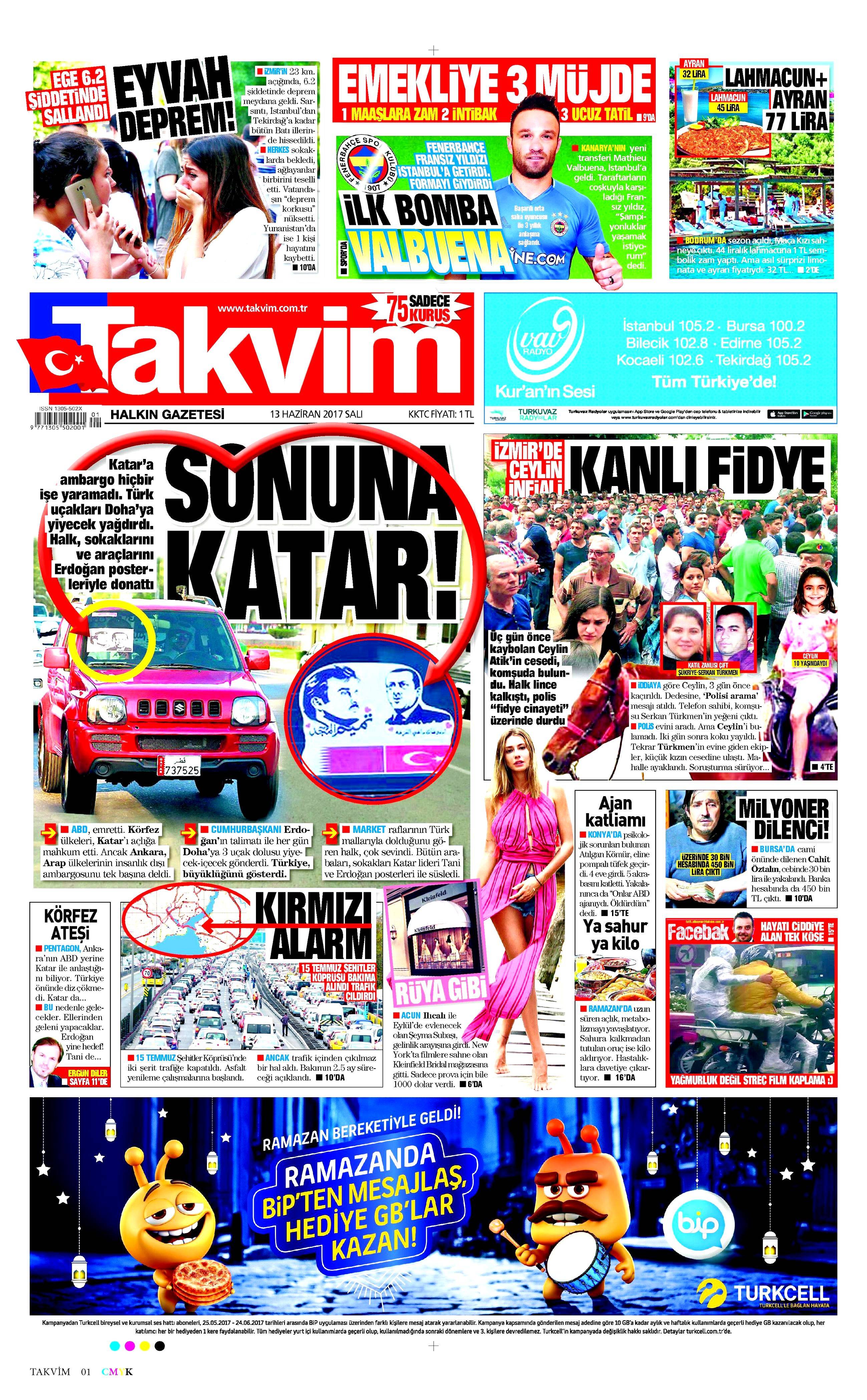 13 Haziran 2017 Salı gazete manşetleri - 21