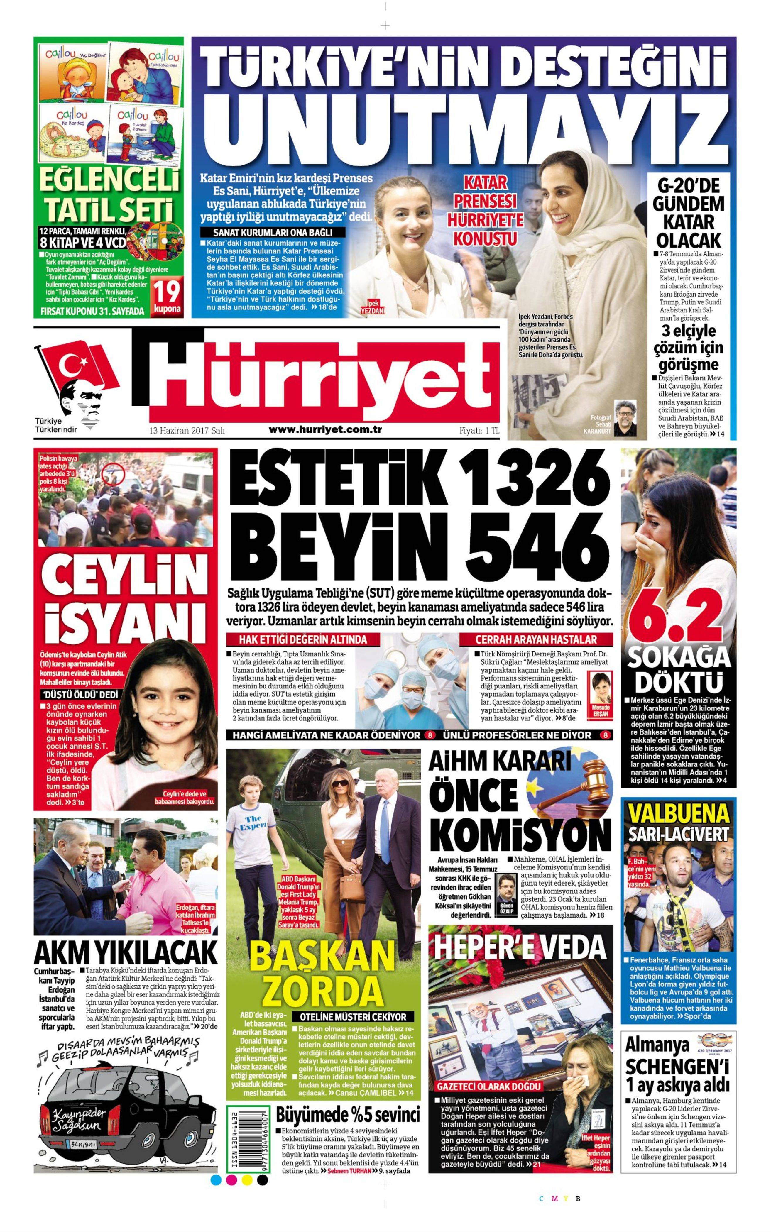 13 Haziran 2017 Salı gazete manşetleri - 22