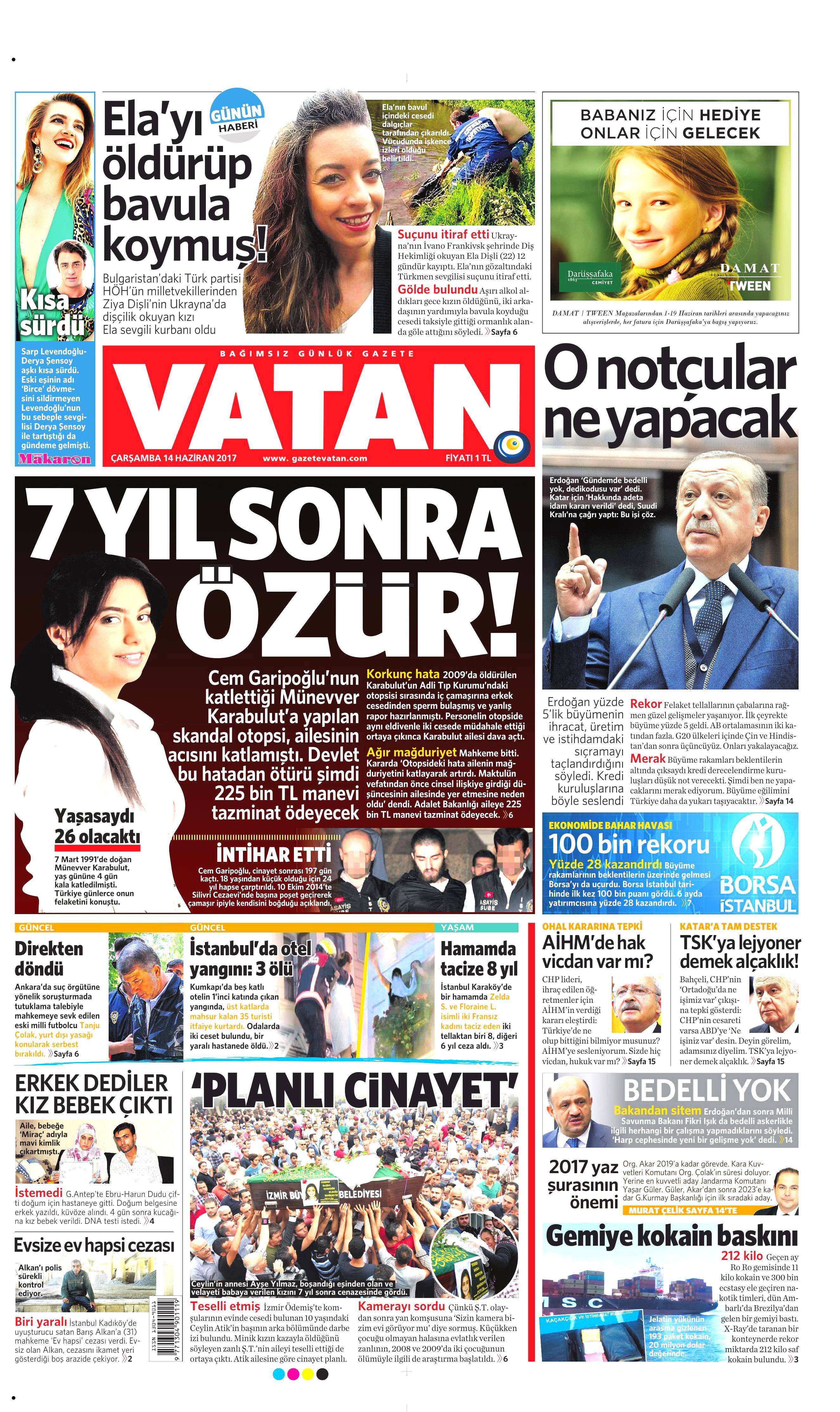 14 Haziran 2017 Çarşamba gazete manşetleri - 23