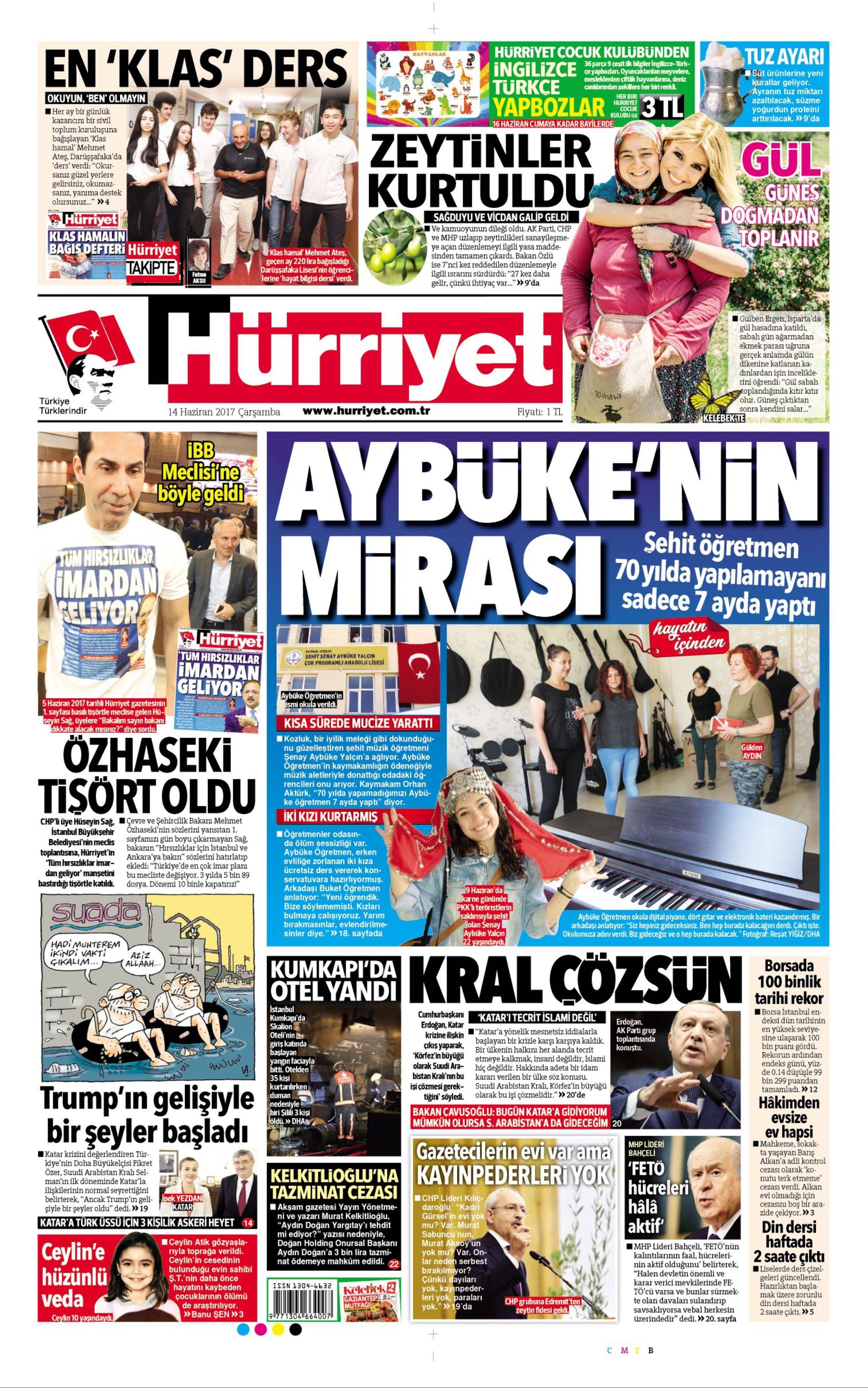 14 Haziran 2017 Çarşamba gazete manşetleri - 10