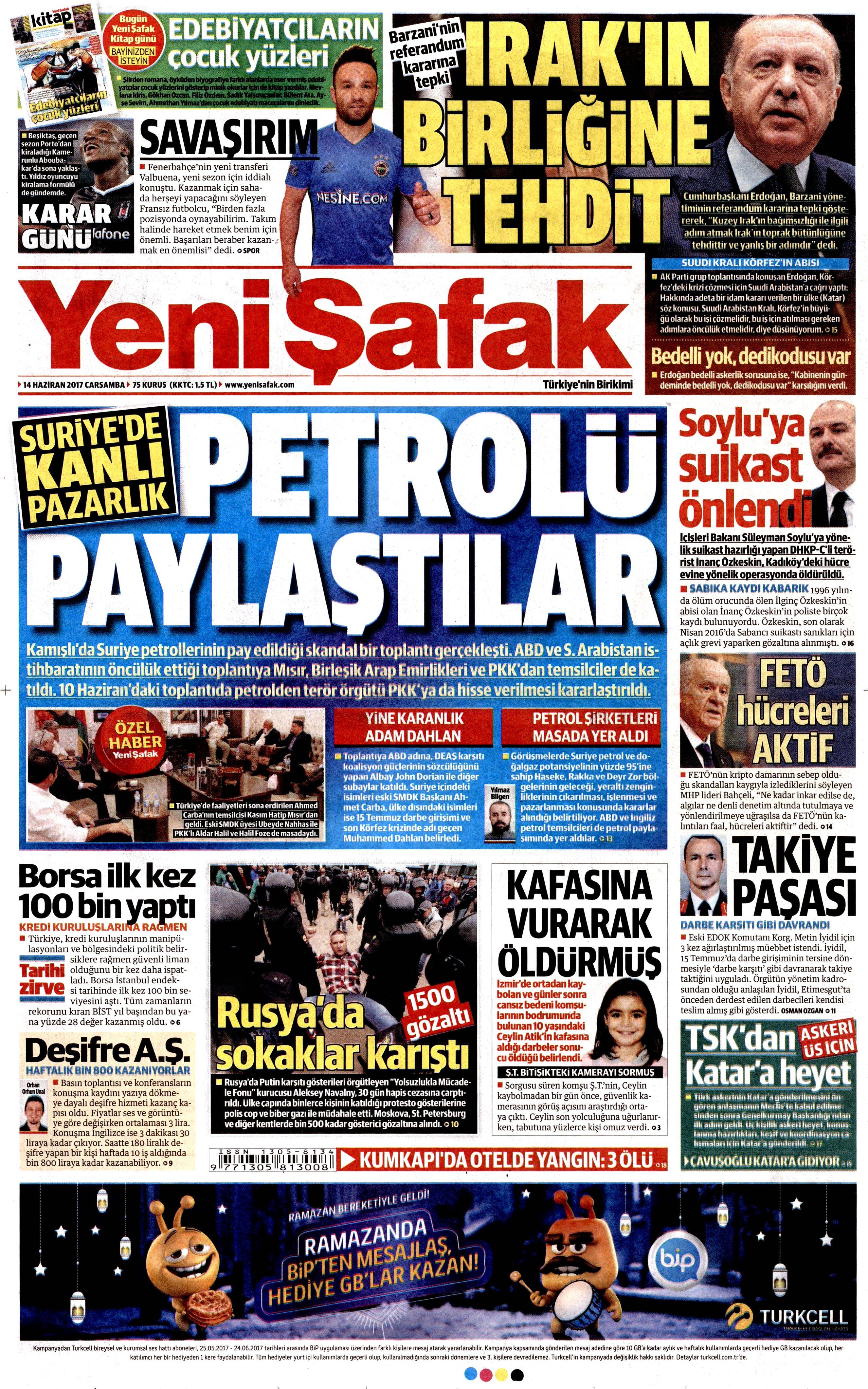 14 Haziran 2017 Çarşamba gazete manşetleri - 29