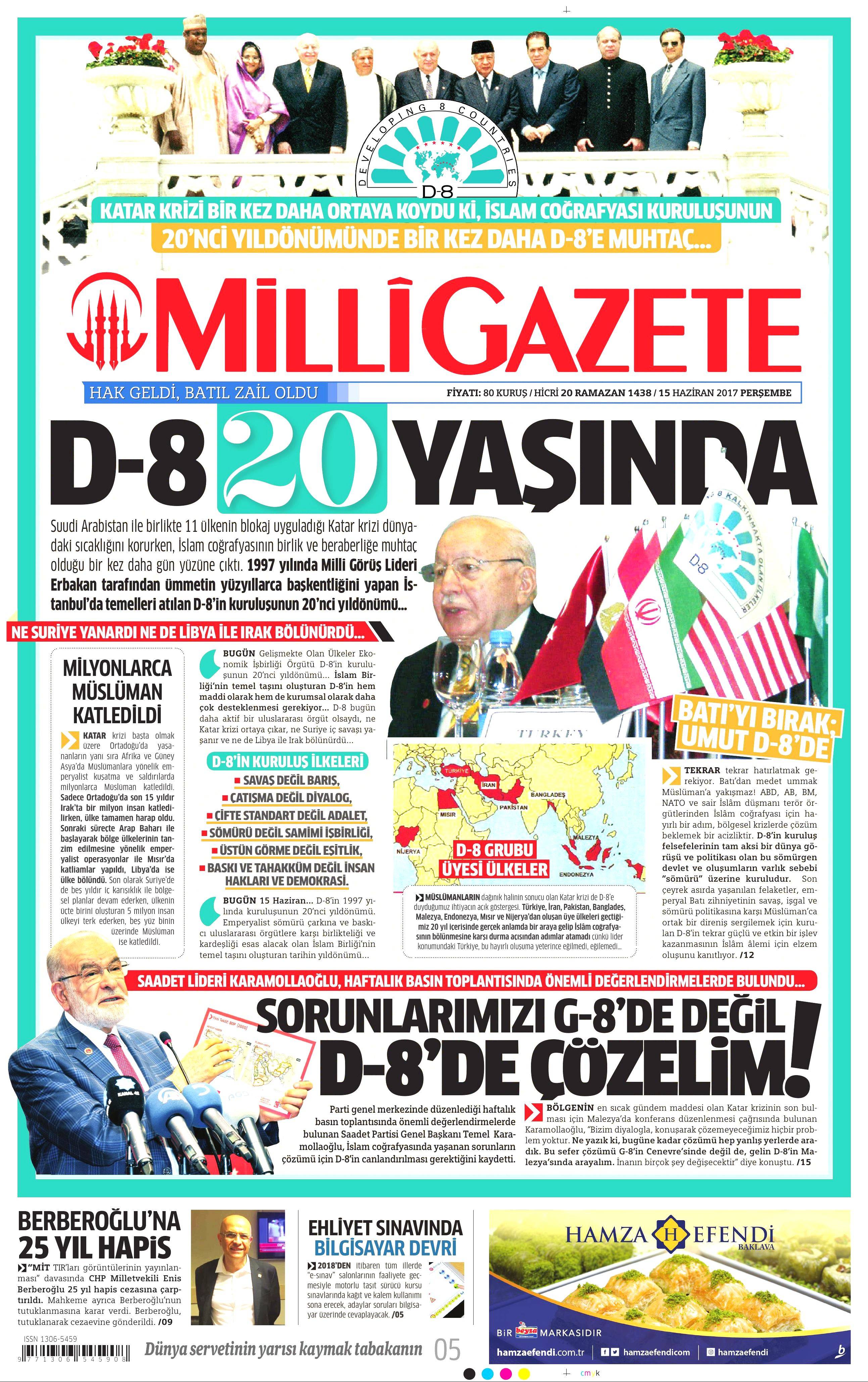 15 Haziran 2017 Perşembe gazete manşetleri - 14