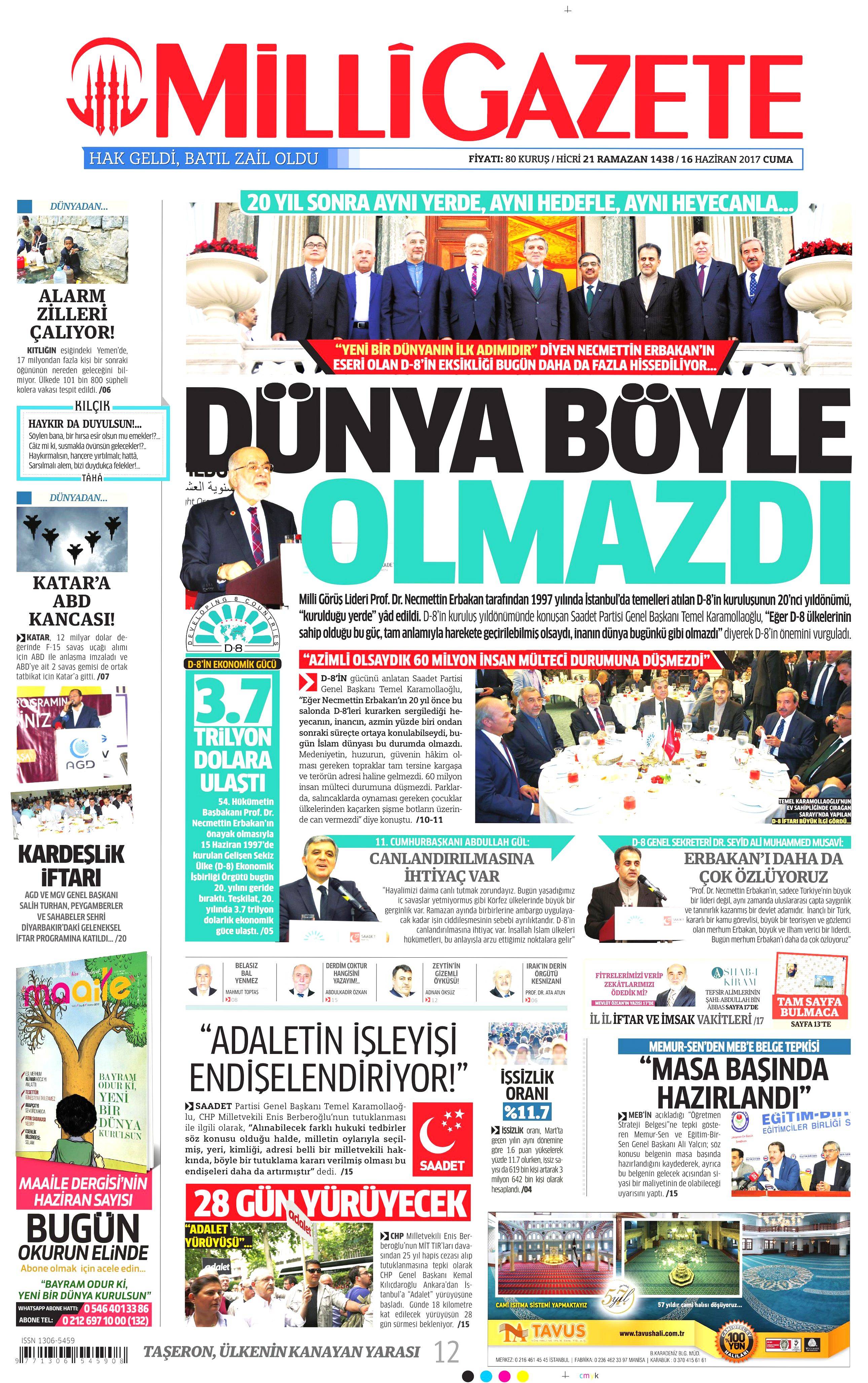 16 Haziran 2017 Cuma gazete manşetleri - 14