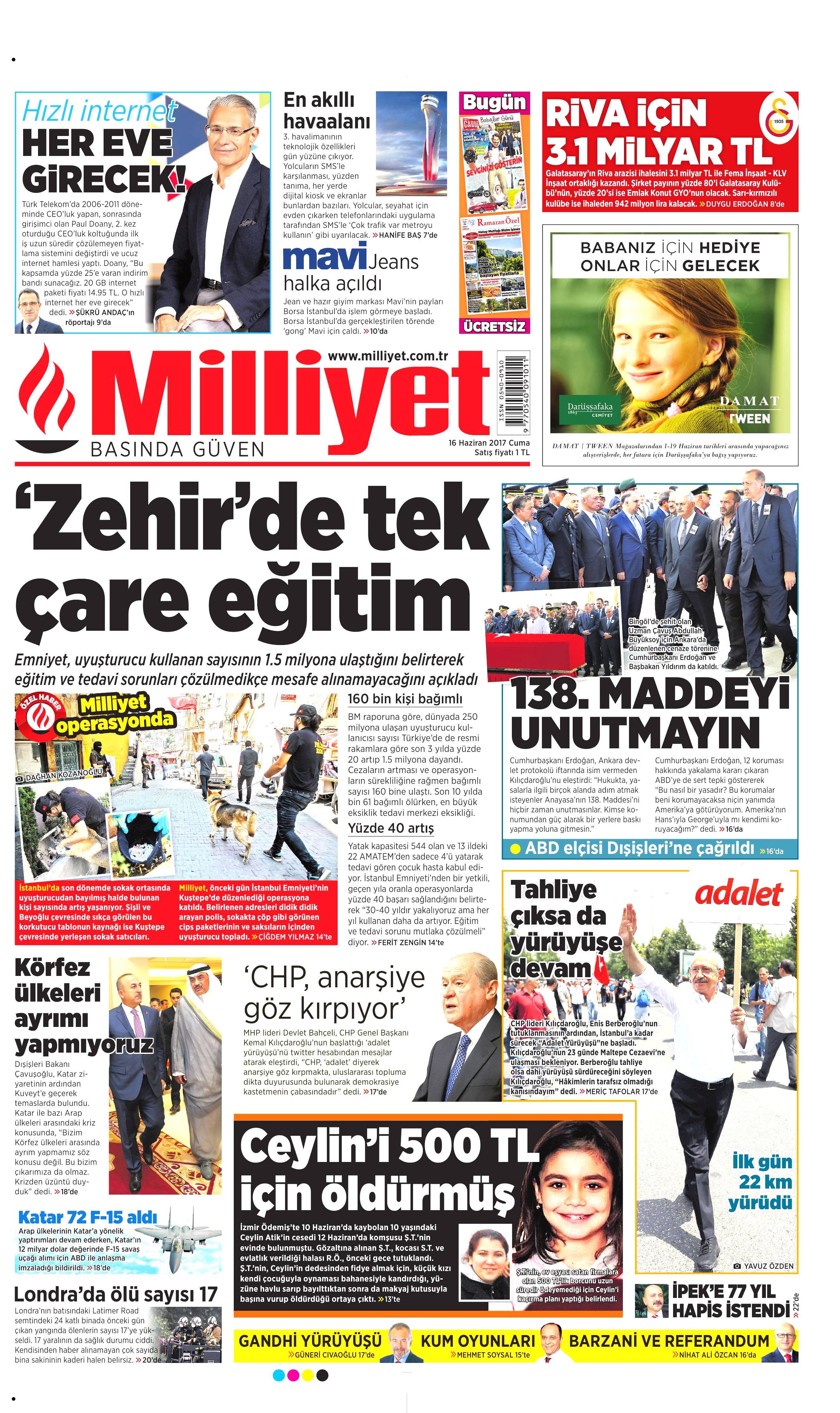 16 Haziran 2017 Cuma gazete manşetleri - 15